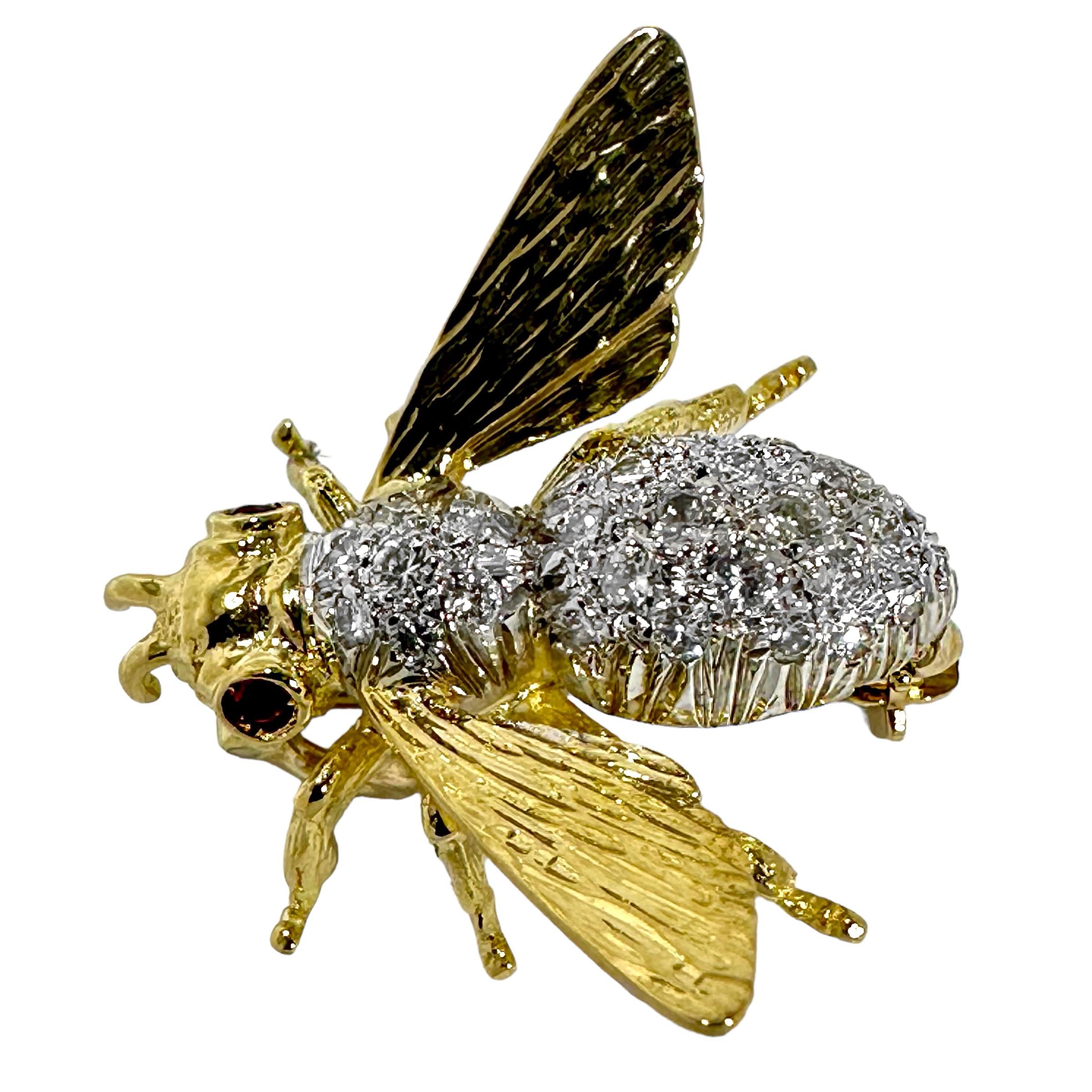 Skurrile 18k Gelbgold  Italienischer Diamantsatz Honey Bee für Damen oder Herren im Angebot