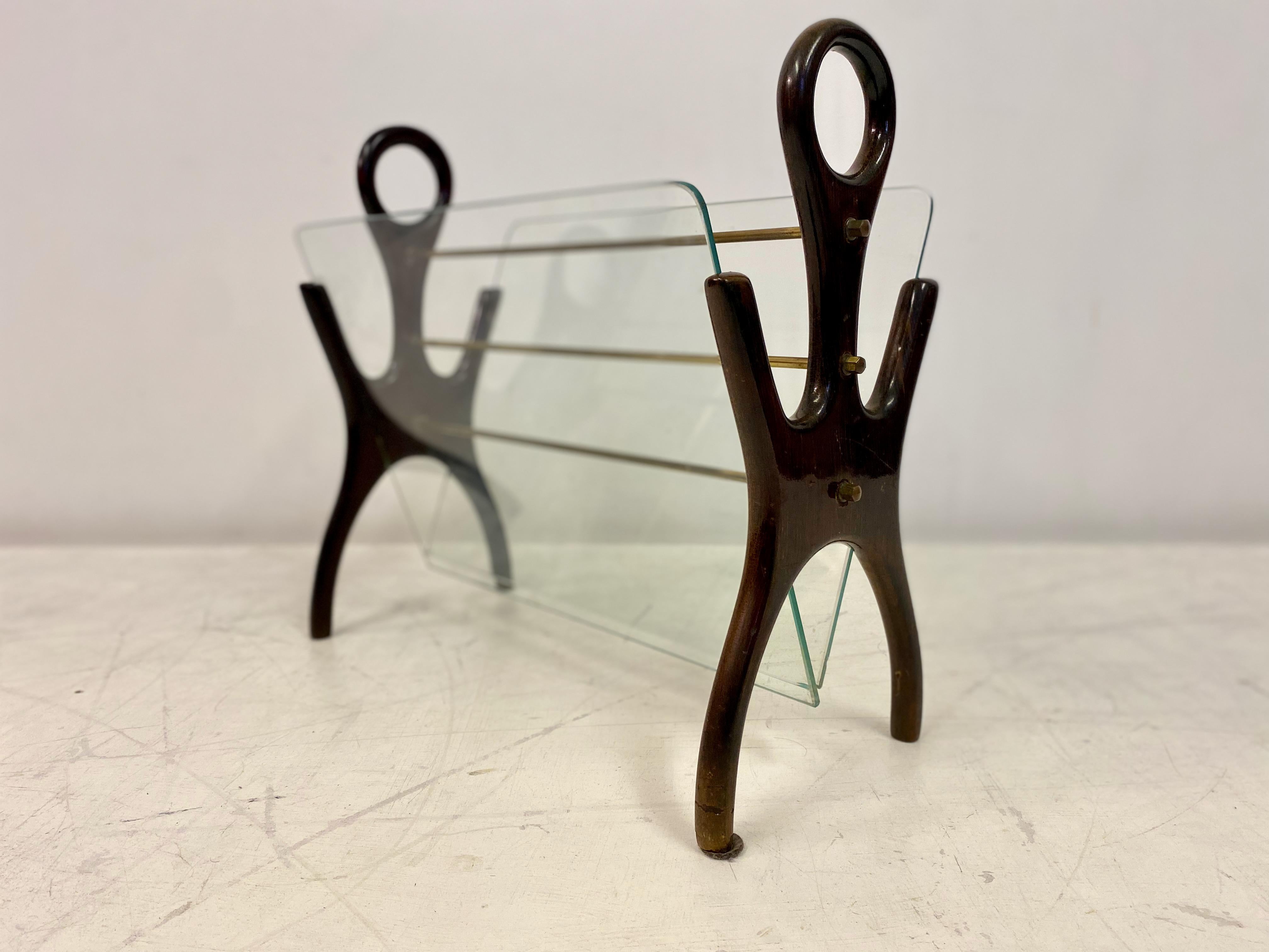 Glass Whimsical 1950s Italian Magazine Rack For Sale