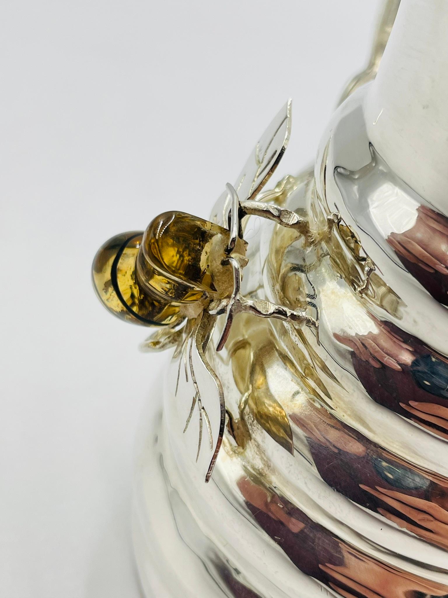 Stravagante brocca a forma di ape di Los Castillo del 1960 con intarsio di malachite e argento in vendita 5