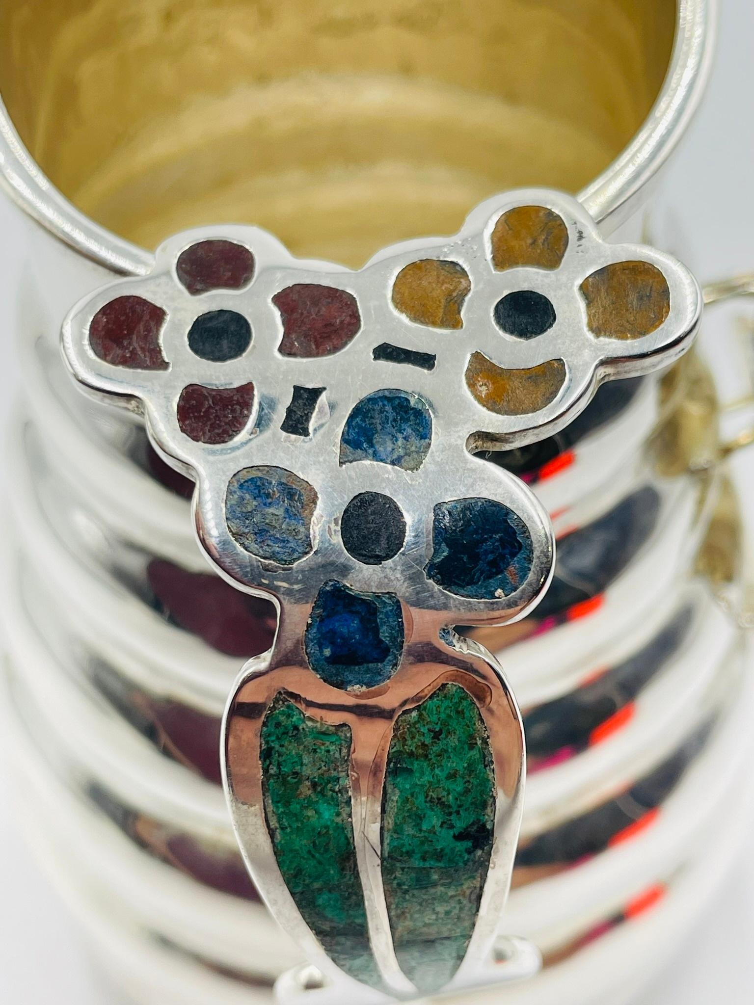 Stravagante brocca a forma di ape di Los Castillo del 1960 con intarsio di malachite e argento in vendita 6