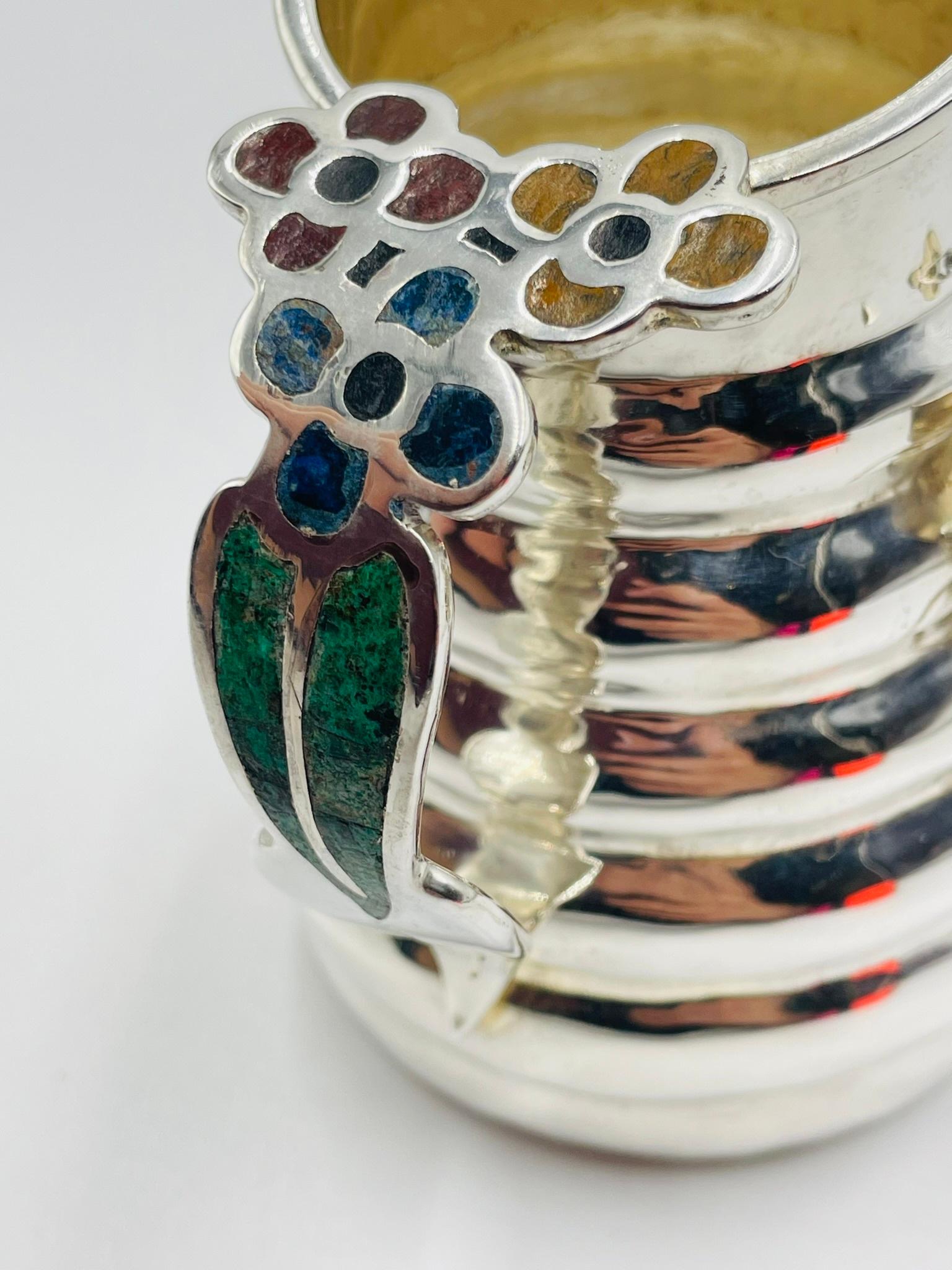 Stravagante brocca a forma di ape di Los Castillo del 1960 con intarsio di malachite e argento in vendita 8