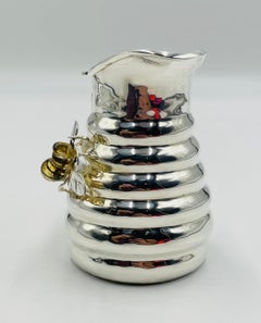 Whimsical 1960s Los Castillo Bee Pitcher with Malachite & Silver Inlay
