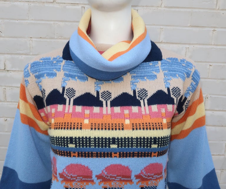Whimsical 1970's Cowl Neck Ice Cream Sweater Set at 1stDibs