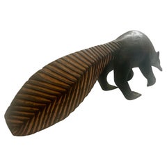 Whimsical 1970's Ebonaized Wood Hand Carved Anteater Sculpture