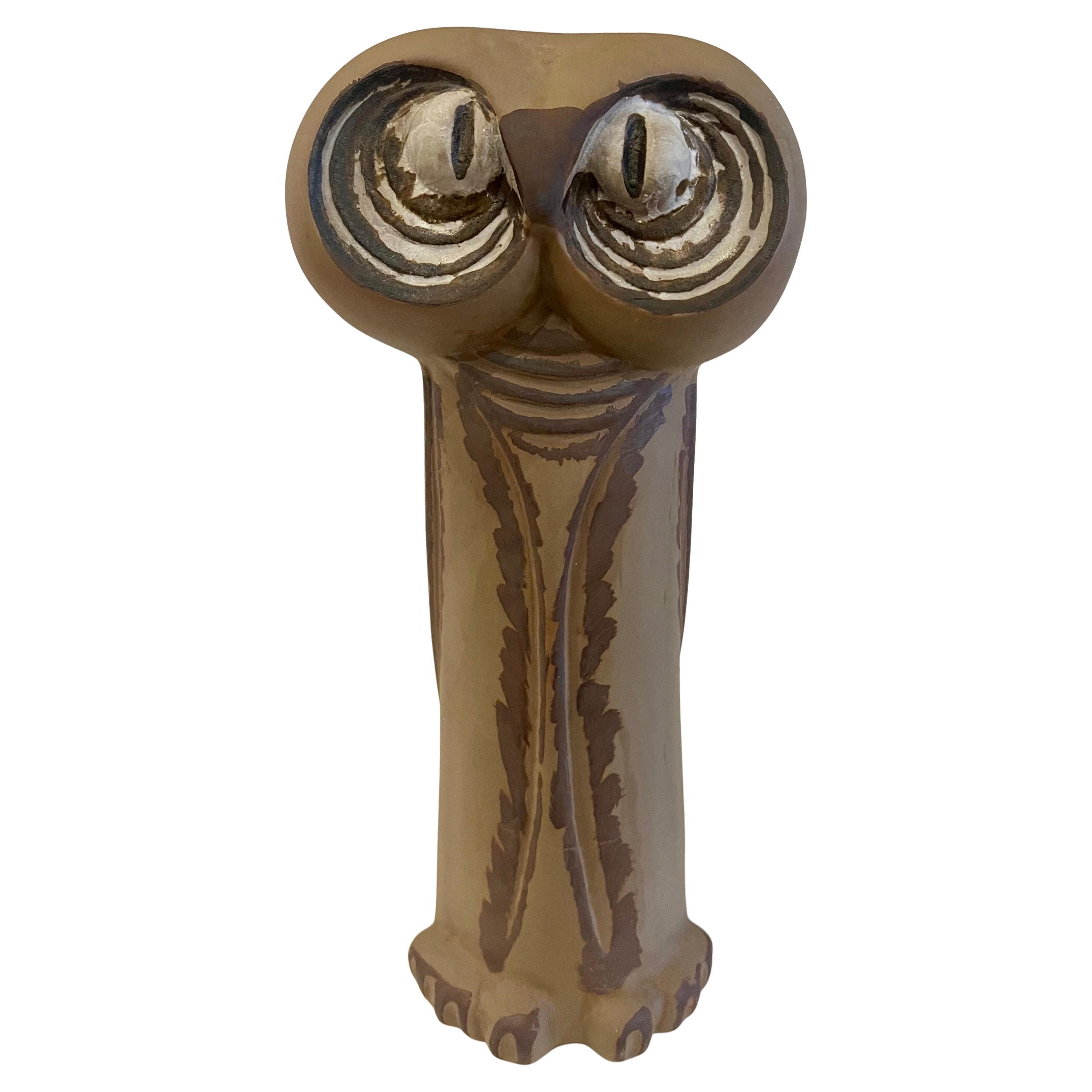Mid-Century Modern Whimsical 1970's Jaru Pottery Owl Sculpture California Mid Century
