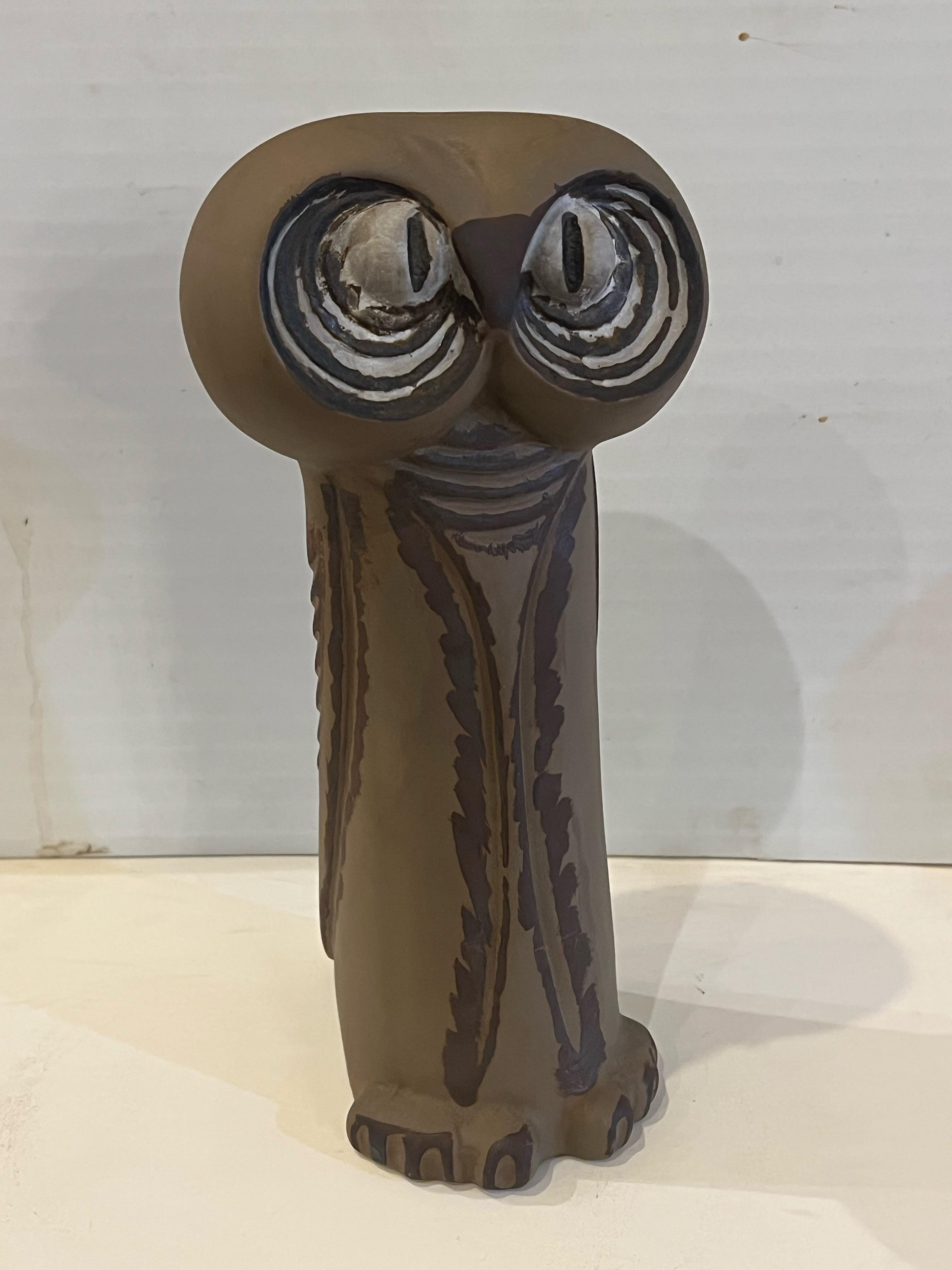 20th Century Whimsical 1970's Jaru Pottery Owl Sculpture California Mid Century