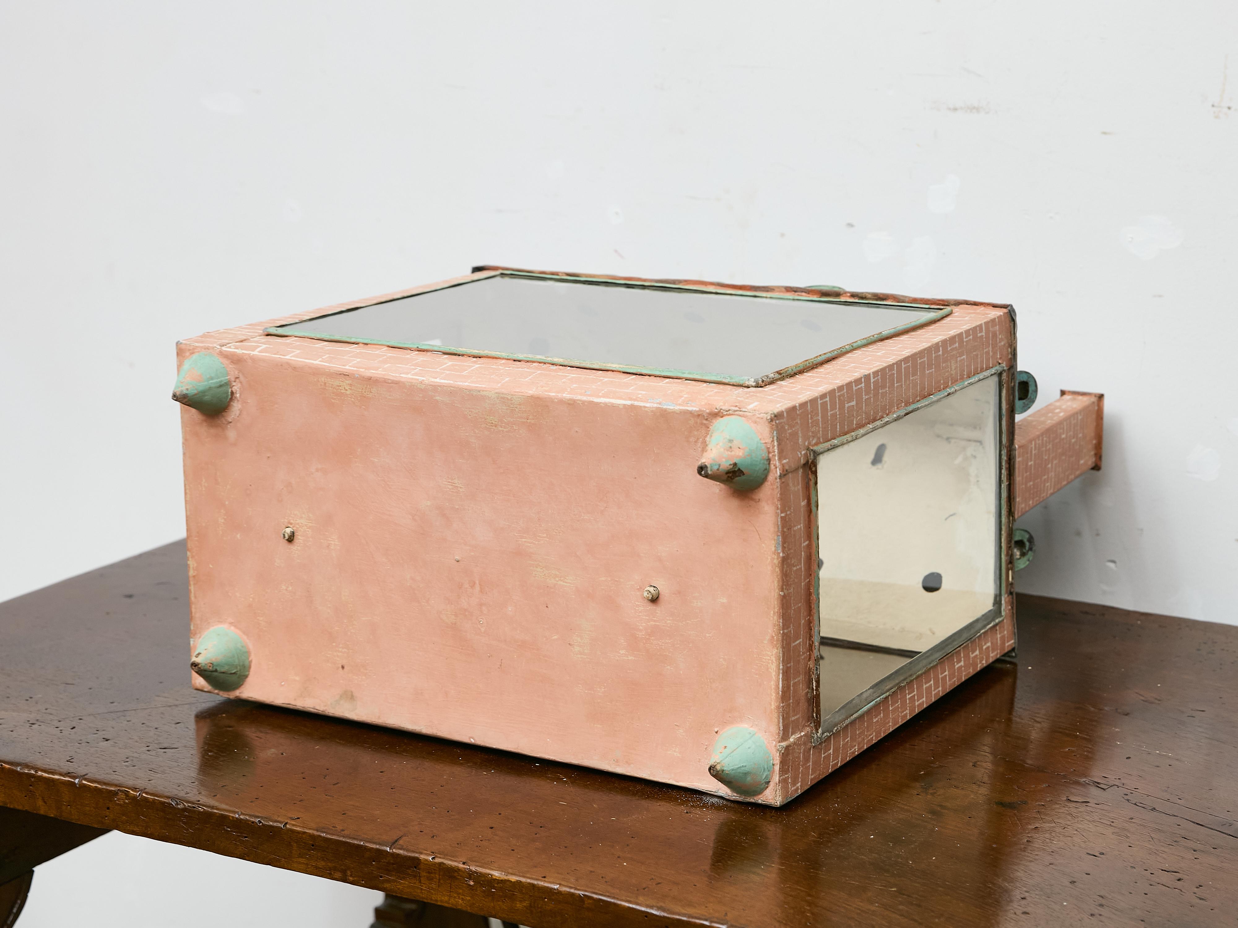 Whimsical 19th Century English Tôle House Lantern with Painted Brick Motif For Sale 3