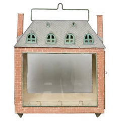 Whimsical 19th Century English Tôle House Lantern with Painted Brick Motif