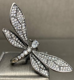 Pear Shape & White Diamond Dragonfly Ring