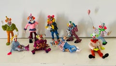 Whimsical 9 Clowns Artisan Figurines