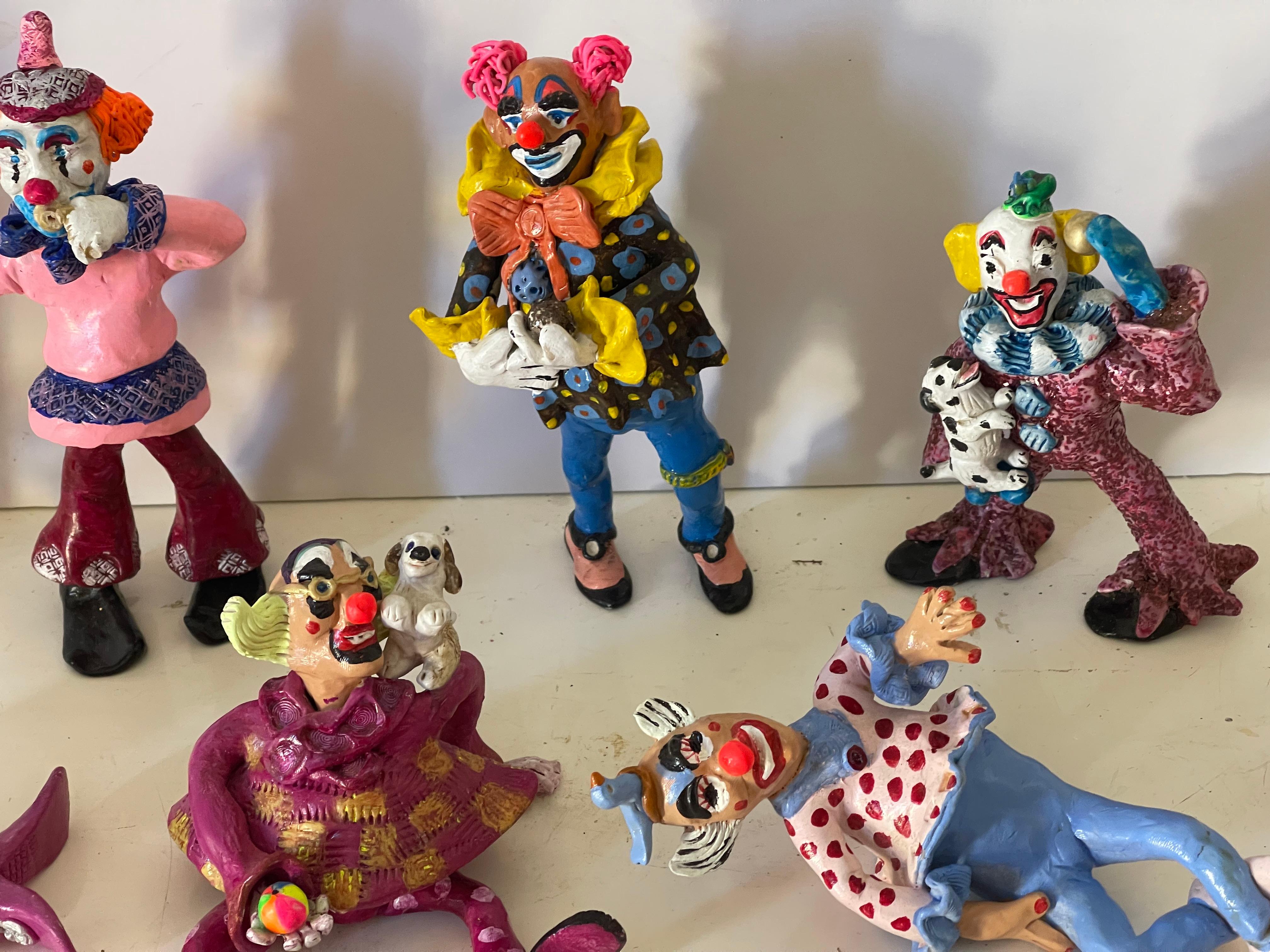 9 pagliacci stravaganti Figurine artigianali In condizioni buone in vendita a Boca Raton, FL