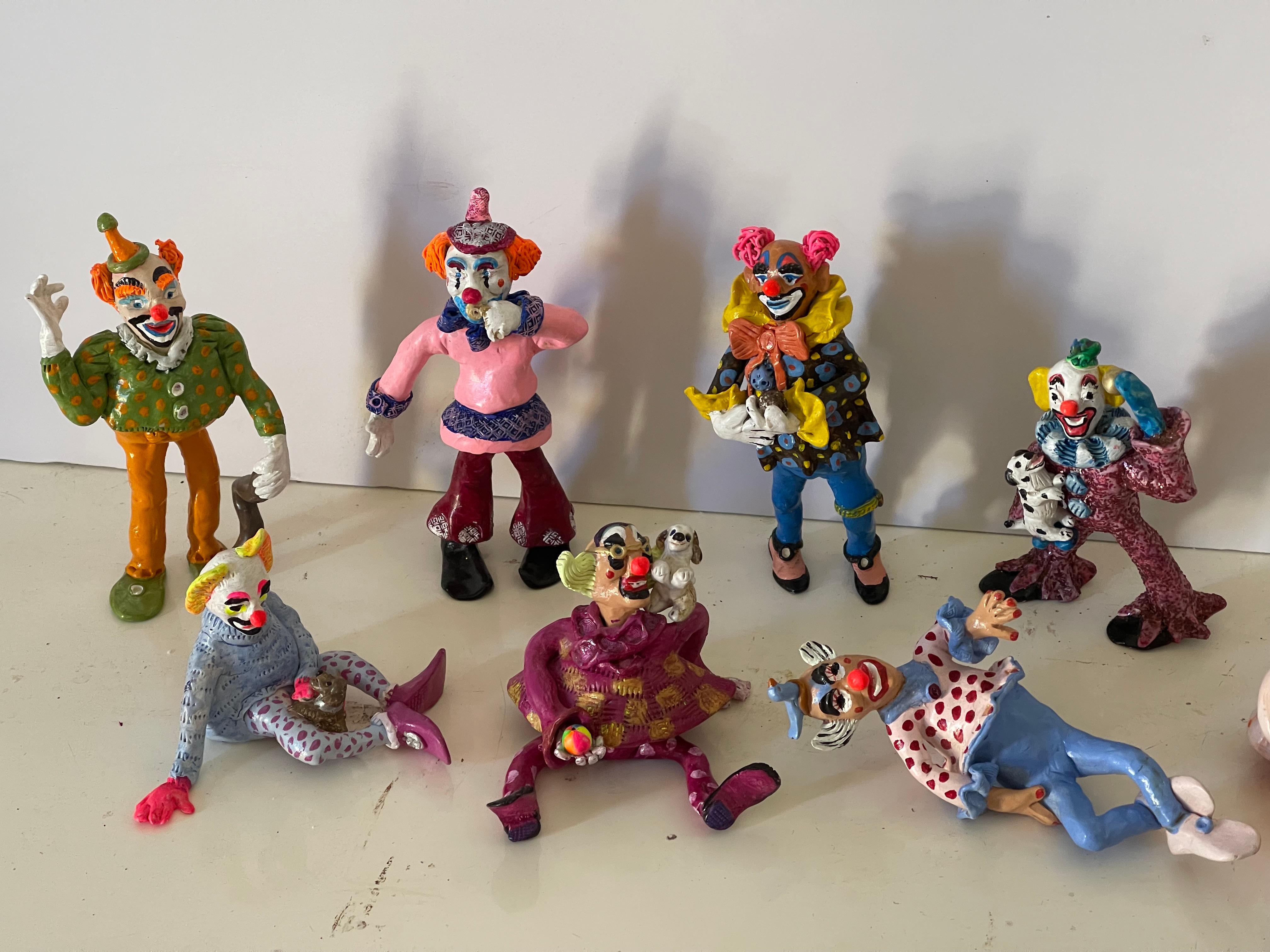 Fine XX secolo 9 pagliacci stravaganti Figurine artigianali in vendita