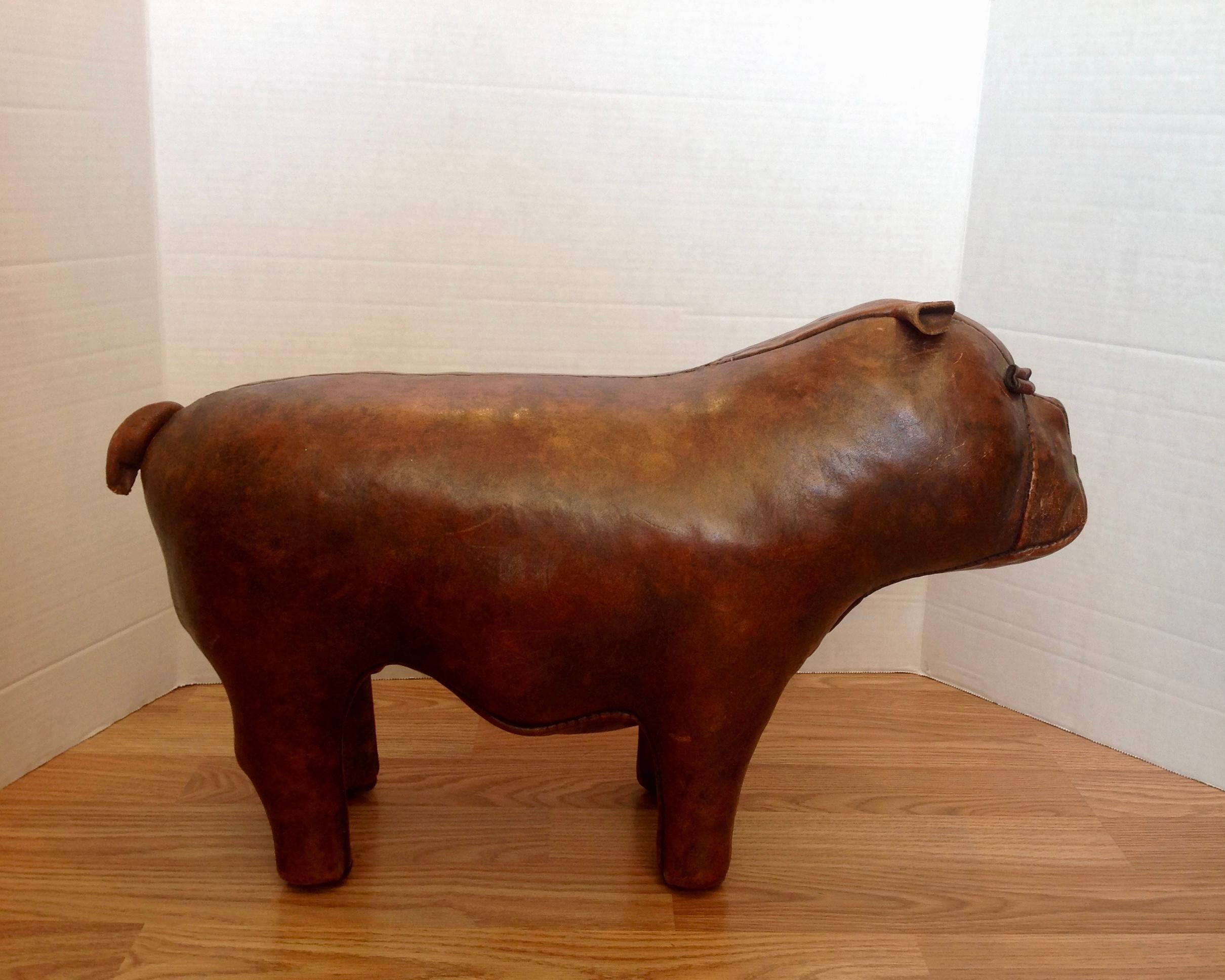 Leather Whimsical Abercrombie's Bulldog Foot Rest by Dimitri Omersa