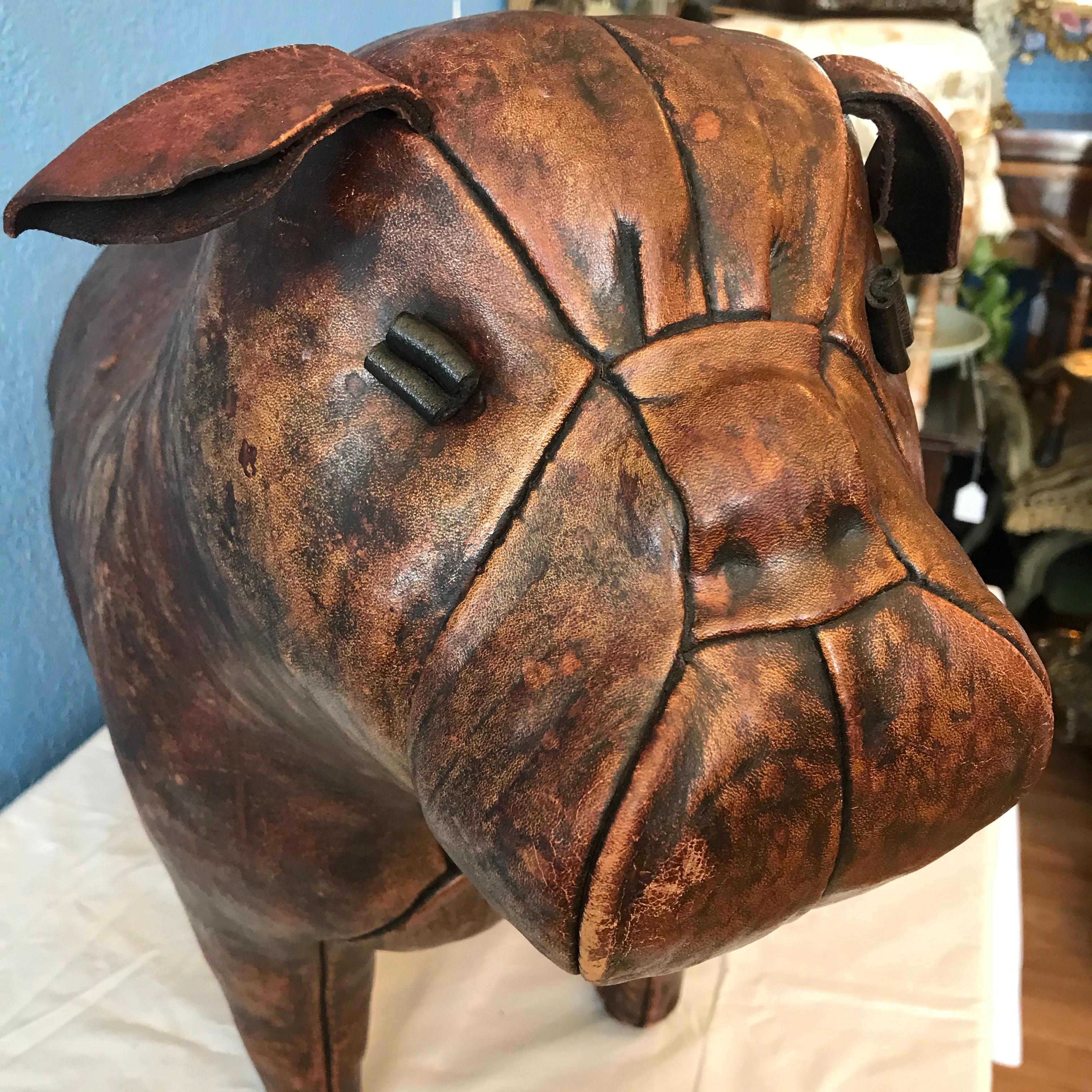 Leather Whimsical Abercrombie's Bulldog Foot Rest by Dimitri Omersa