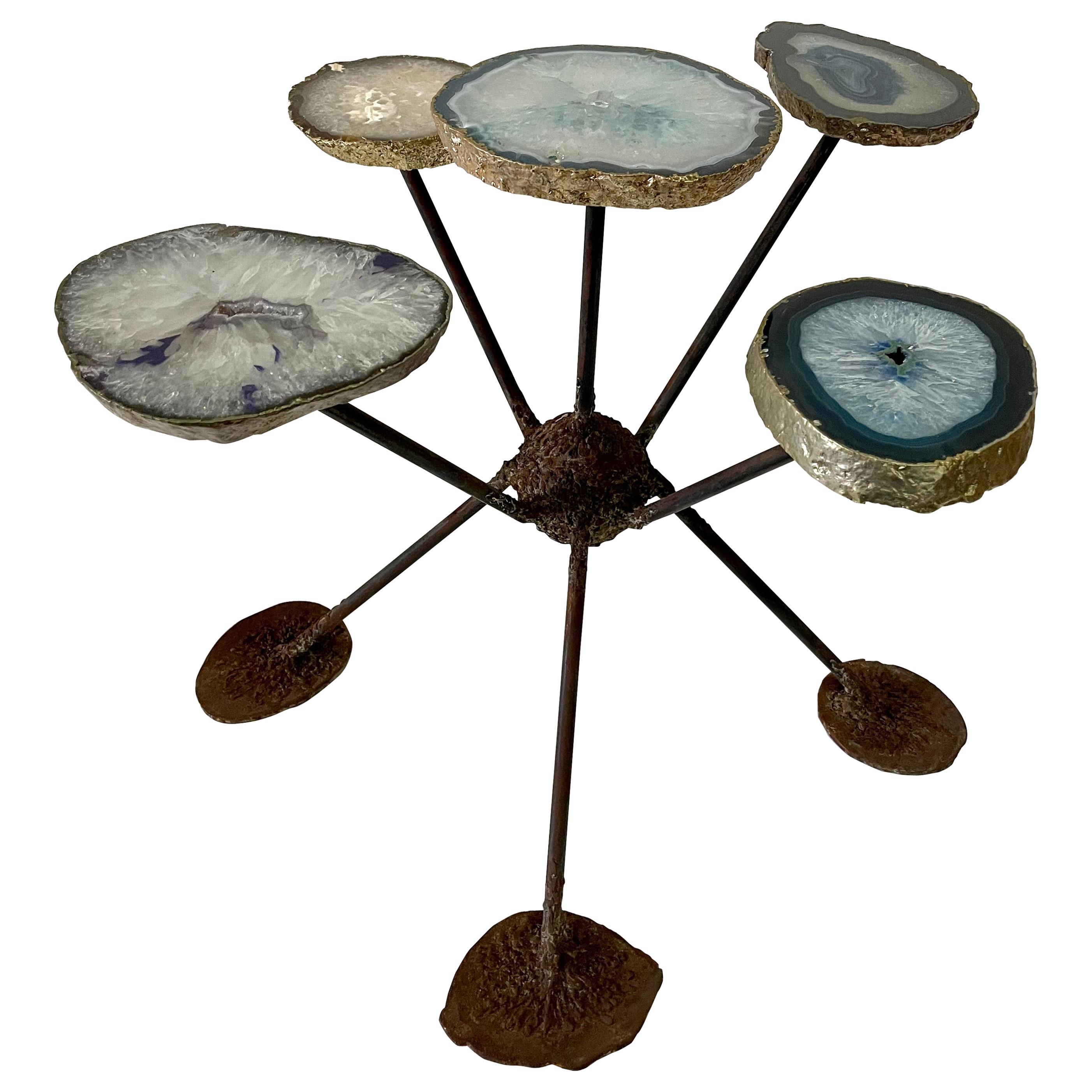 Ostrich Leg in Bronze and Agate Top Drinks Table at 1stDibs