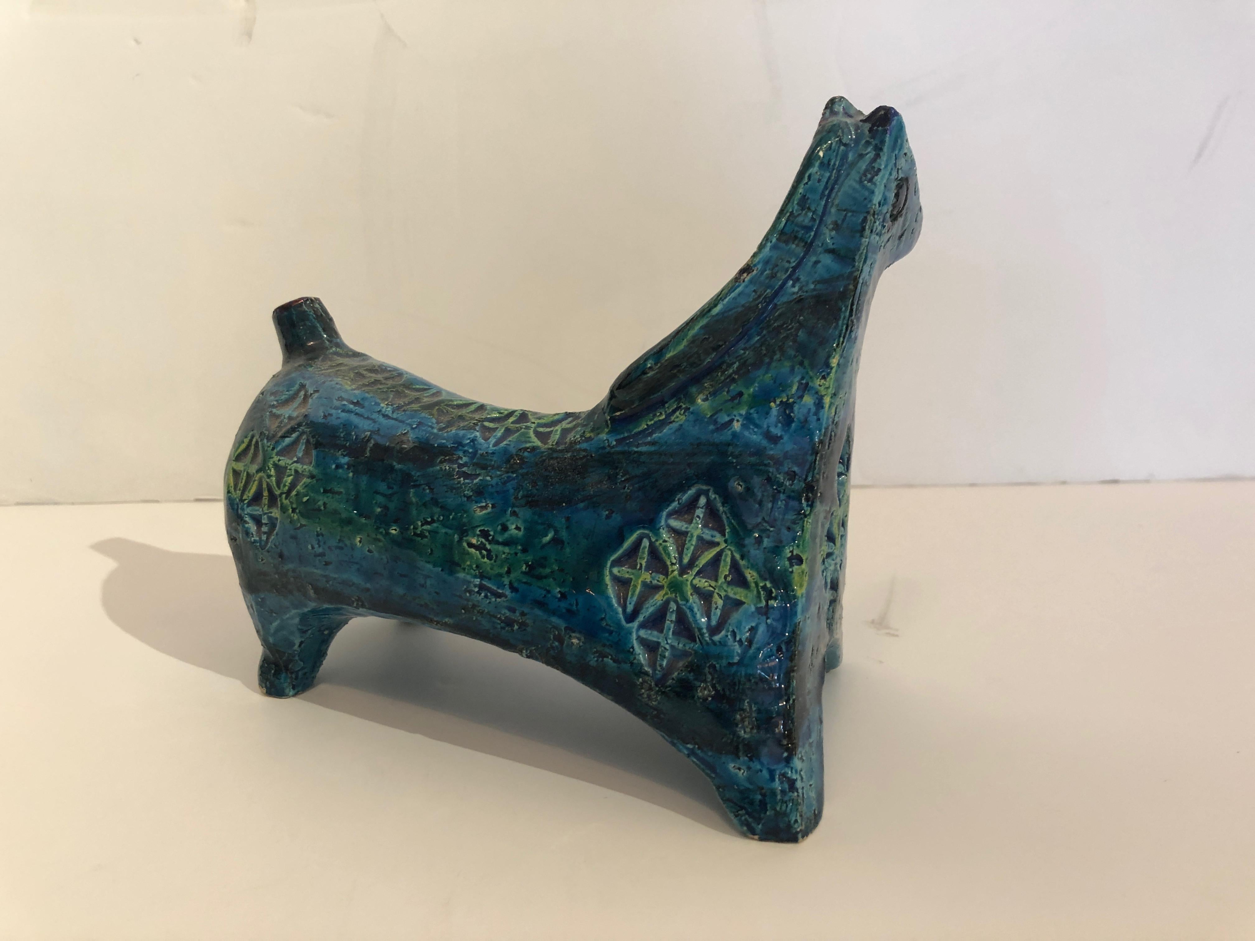 Whimsical Aldo Londi for Bitossi Glazed Stoneware Pottery Sculpture of Horse 1