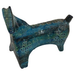 Whimsical Aldo Londi for Bitossi Glazed Stoneware Pottery Sculpture of Horse