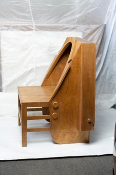 Whimsical and Rare Wooden "Jacket" Chair by Jean-Claude Biraben