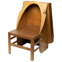 Whimsical and Rare Wooden "Jacket" Chair by Jean-Claude Biraben