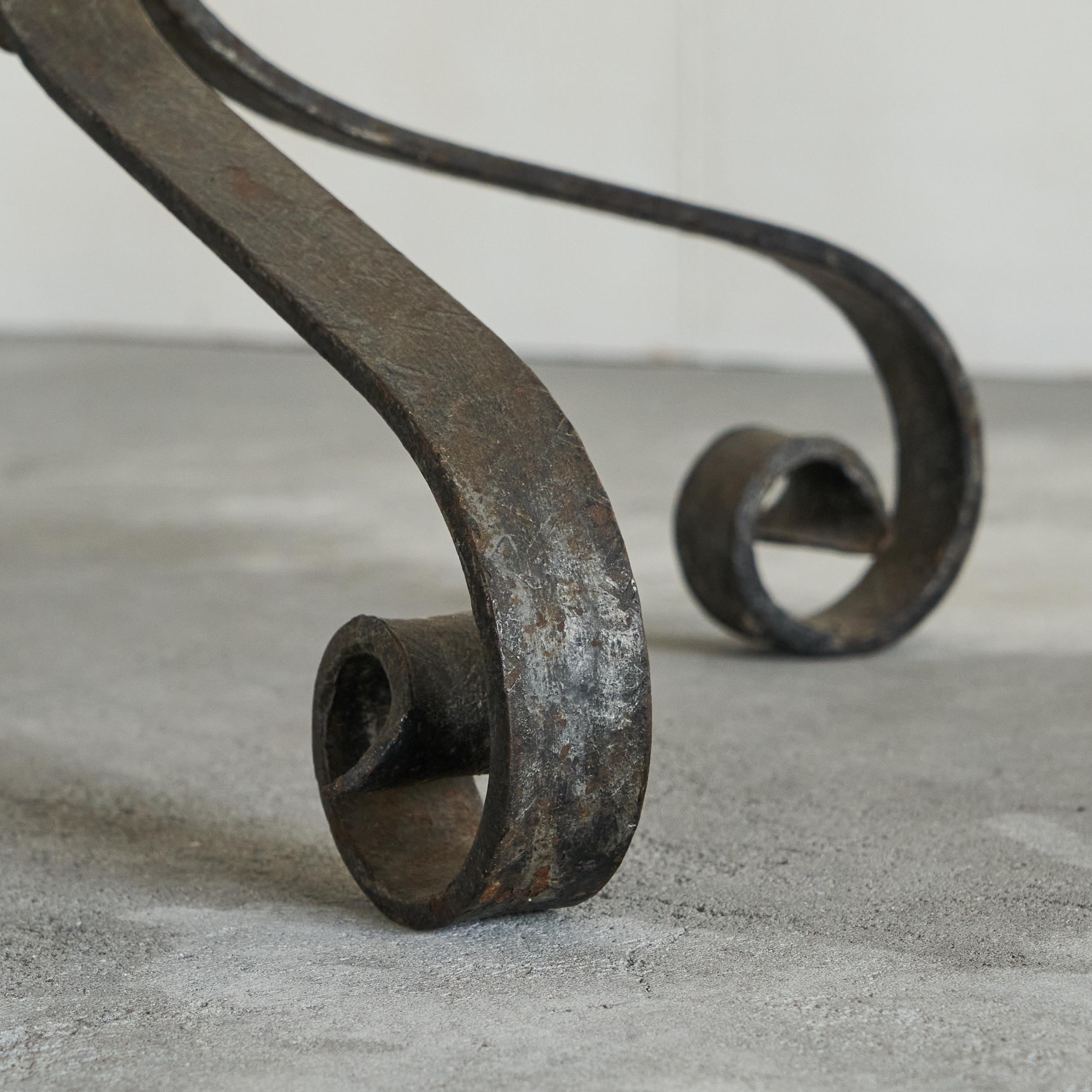 Whimsical and Unique Brutalist Fish Lantern Floor Lamp in Wrought Iron 1960s For Sale 4