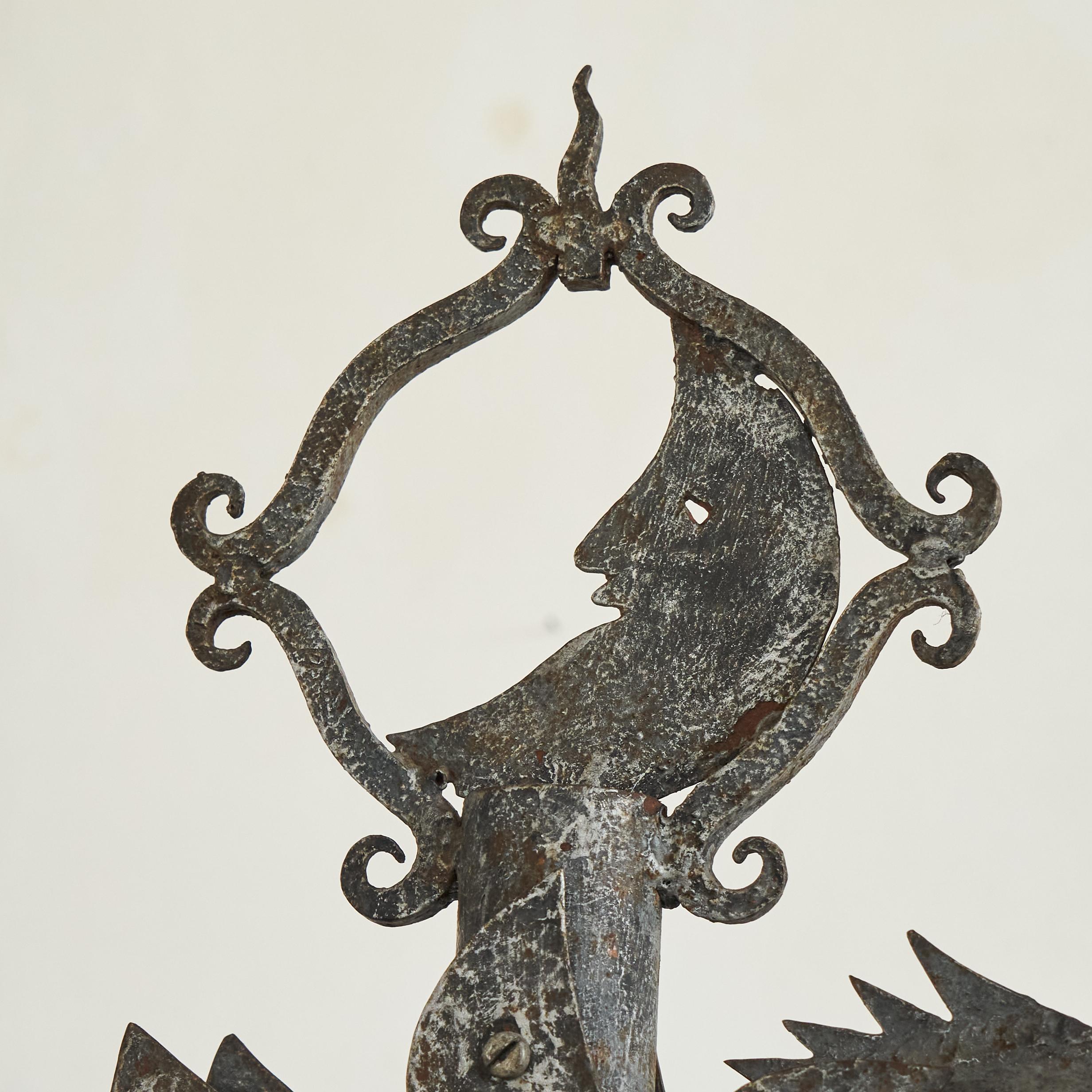 Brutalisme Lampadaire fantaisiste et unique en forme de poisson brutaliste en fer forgé des années 1960 en vente