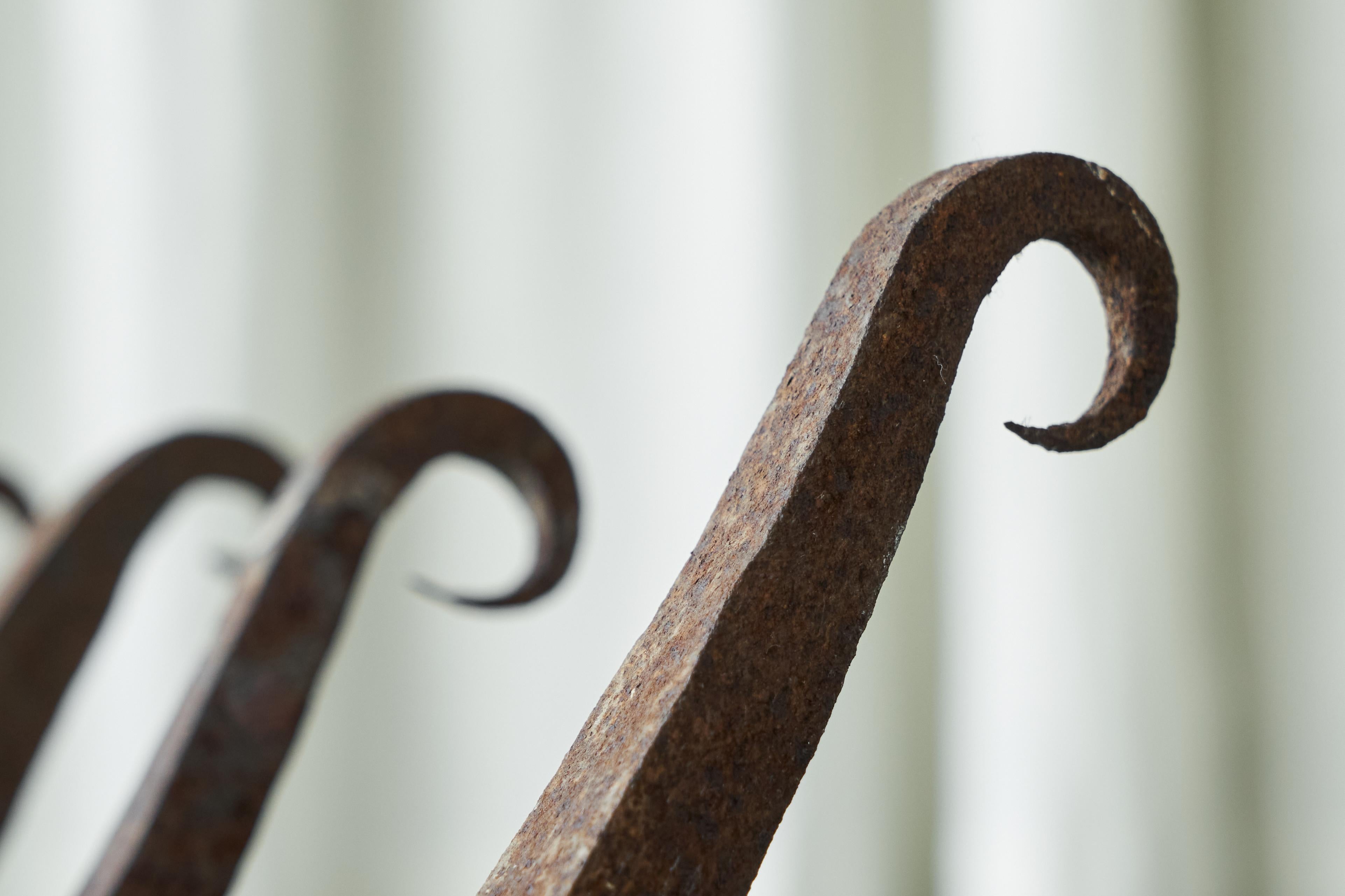 Whimsical Antique Duck Shaped Fire Grate / Andirons in Rusted Wrought Iron 1