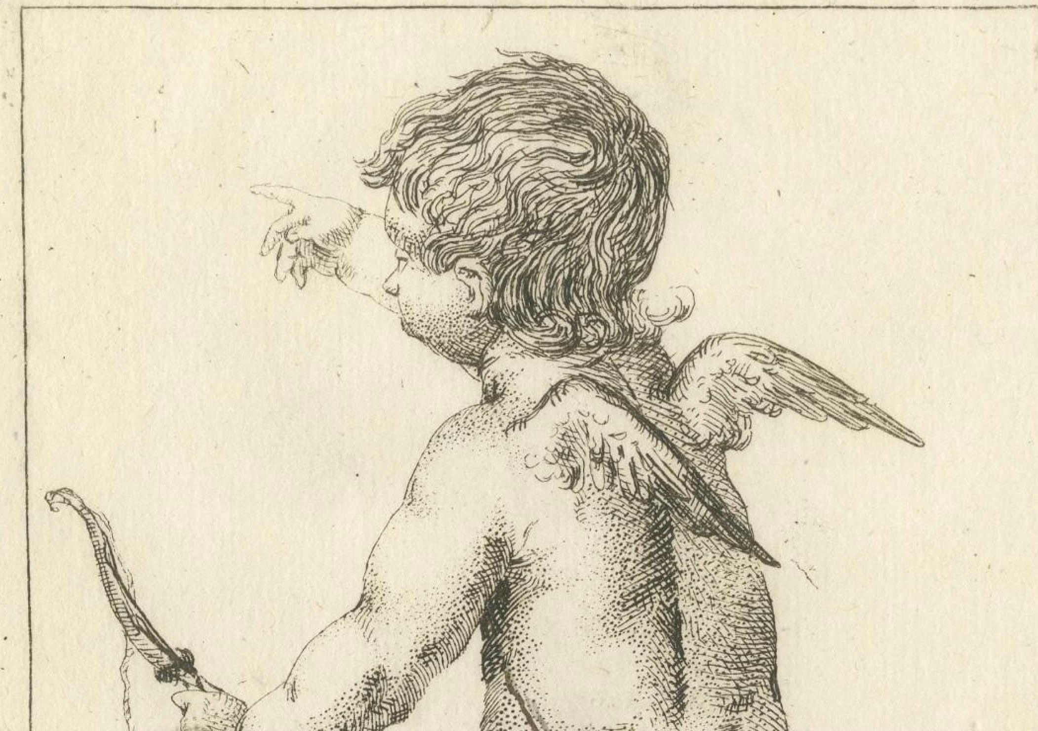 These images are rare but fine examples of original 17th-century European engravings, displaying characteristics that might point to an Italian origin based on stylistic analysis. They depict putti, cherubic figures commonly featured in Baroque art.