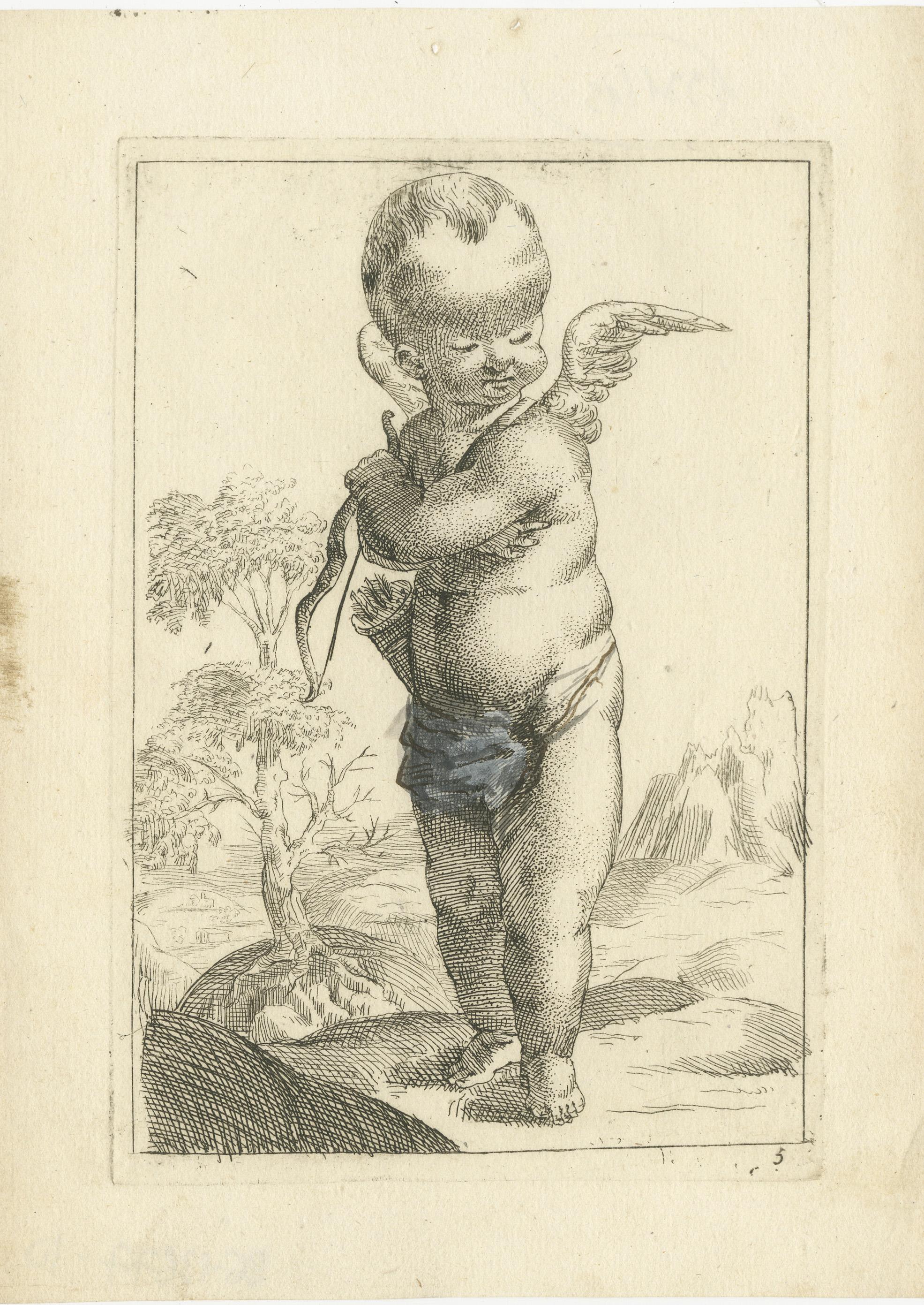 Whimsical Archers: Duo of Baroque Putti, circa 1620 In Good Condition For Sale In Langweer, NL