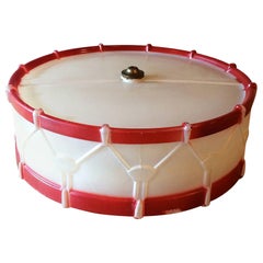 Whimsical Art Deco Painted Glass Drum Flush Mount Ceiling Shade