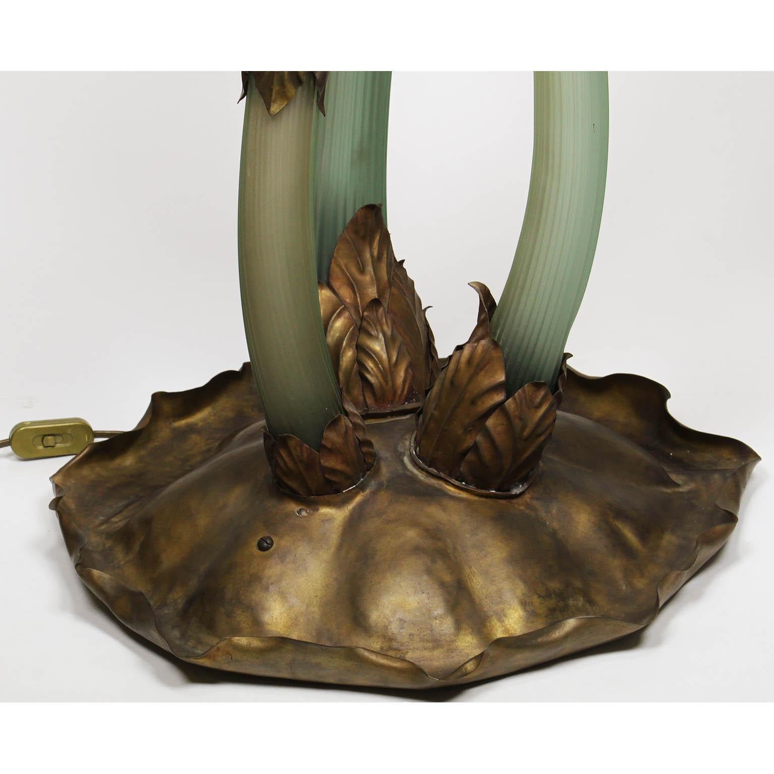 Whimsical Art-Nouveau Style Mushroom Glass Lamp after Émile Gallé 