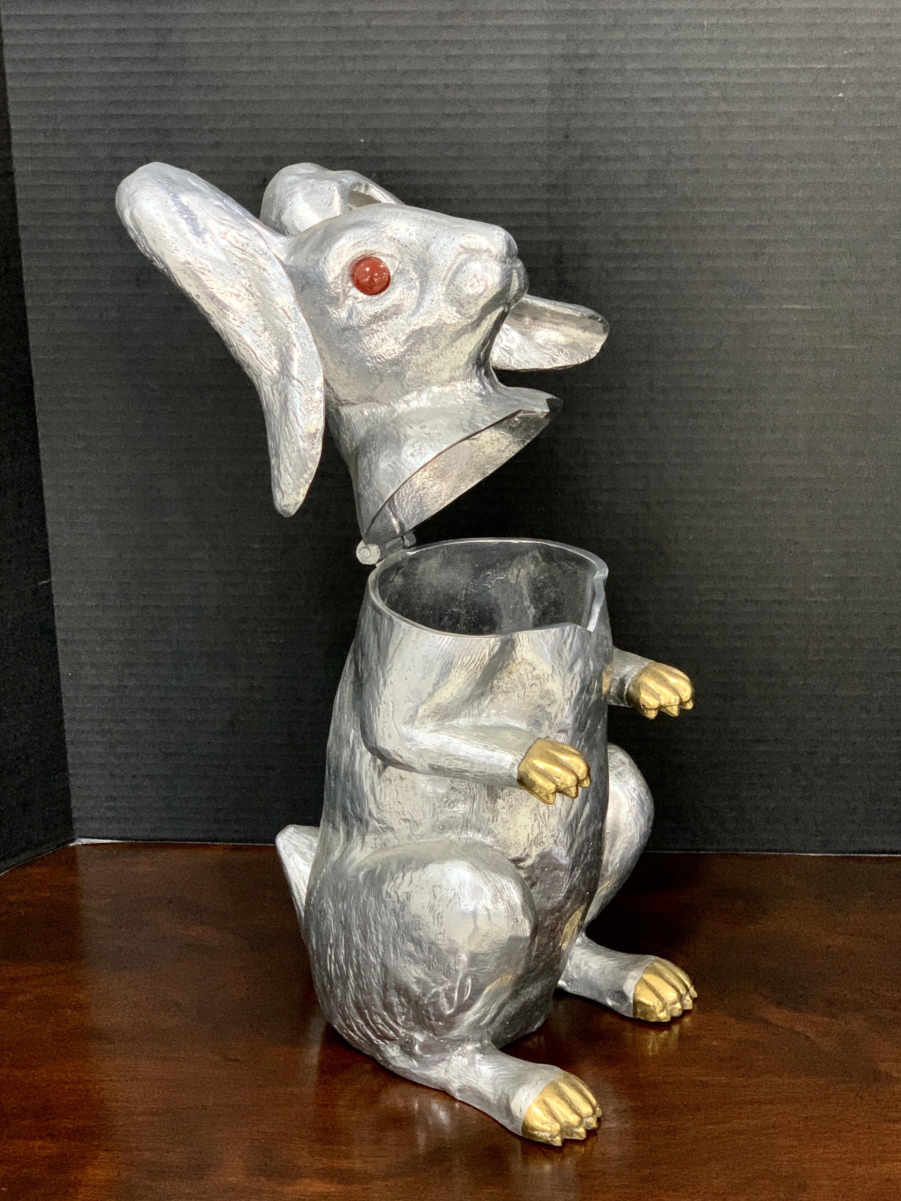 20th Century Whimsical Arthur Court Rabbit Hinged Ice Bucket or Wine Cooler For Sale