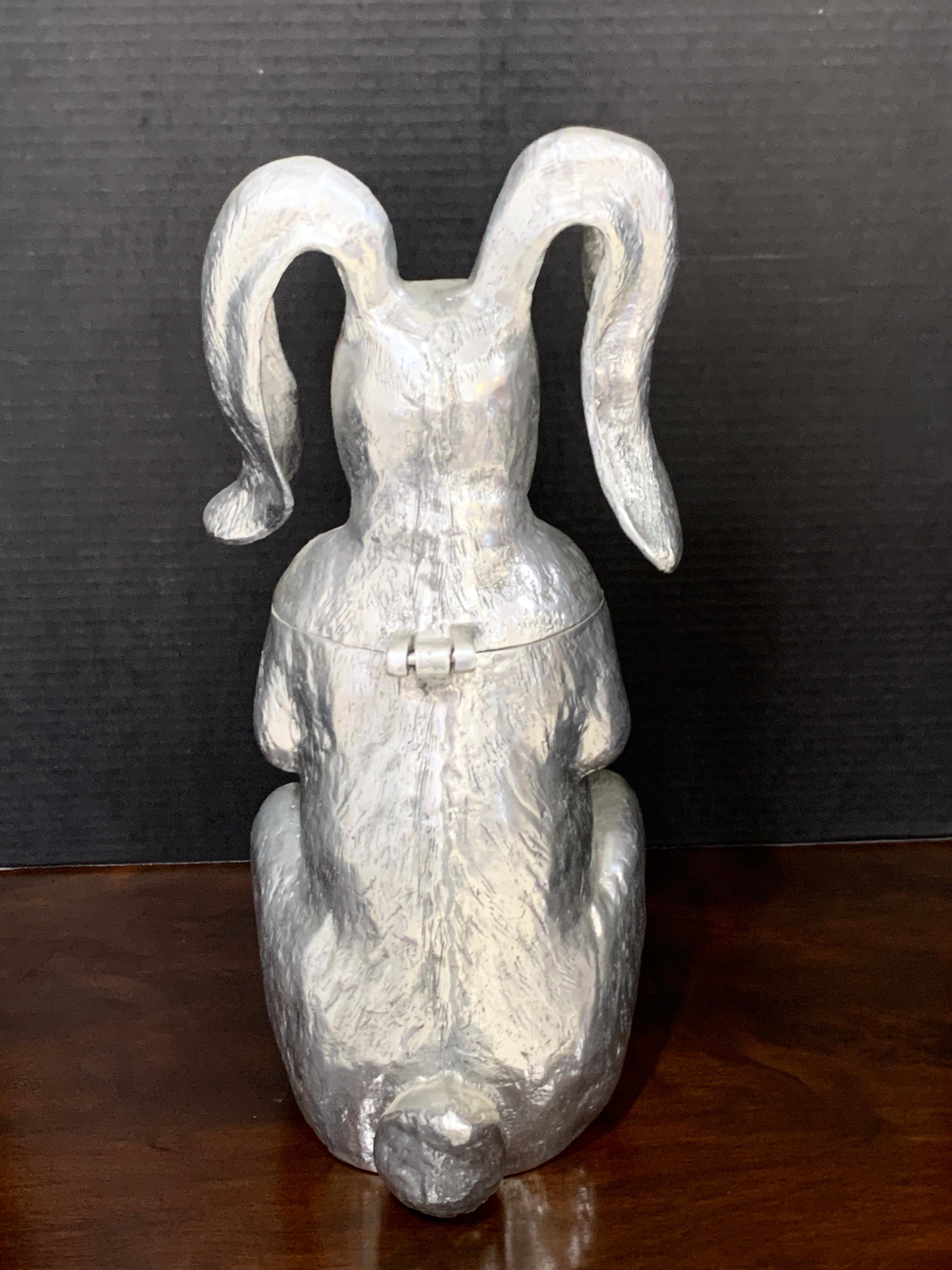 Pewter Whimsical Arthur Court Rabbit Hinged Ice Bucket or Wine Cooler For Sale