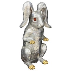 Vintage Whimsical Arthur Court Rabbit Hinged Ice Bucket or Wine Cooler