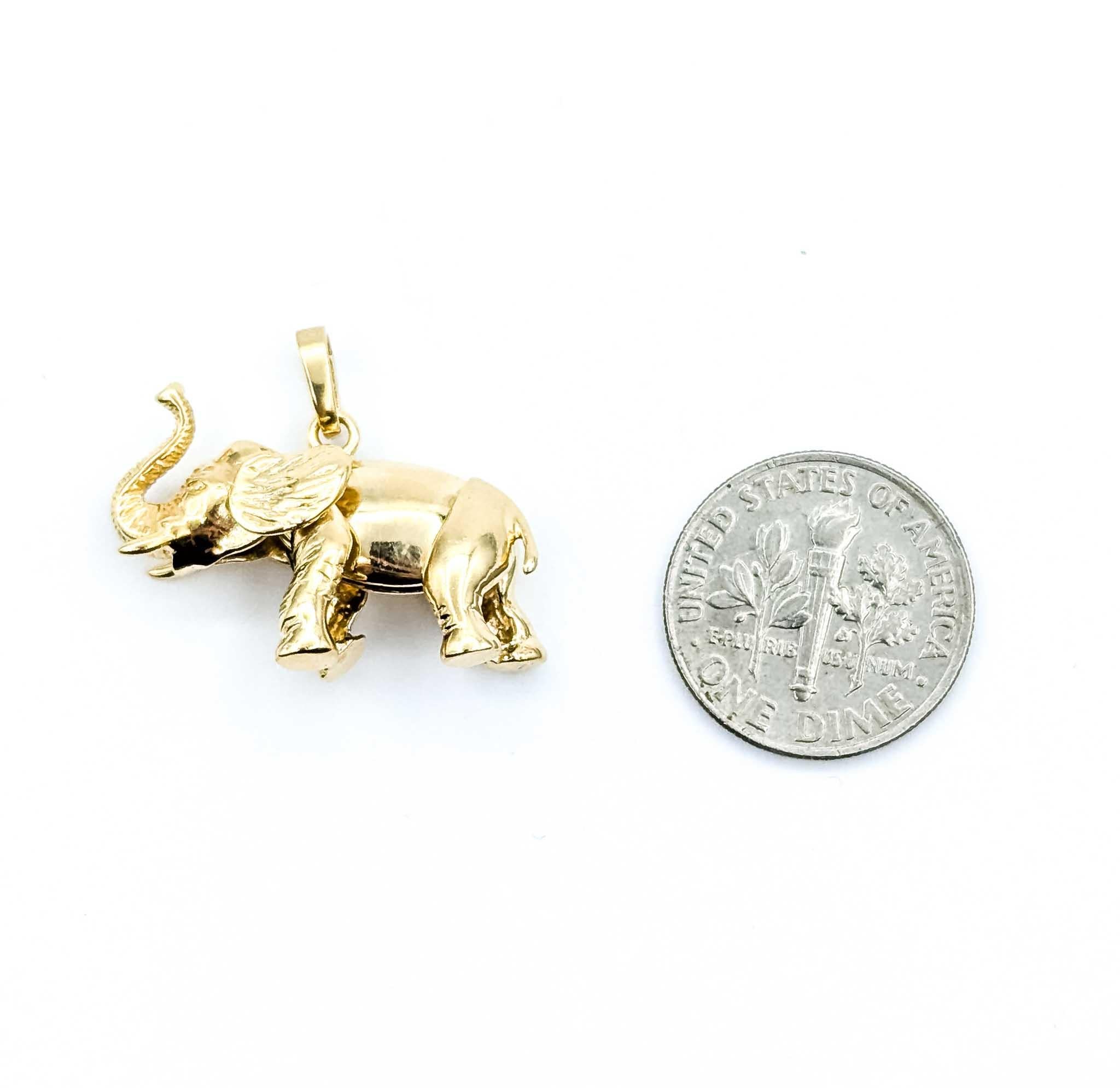 Pendentif éléphant articulé en or jaune 14k en vente 5