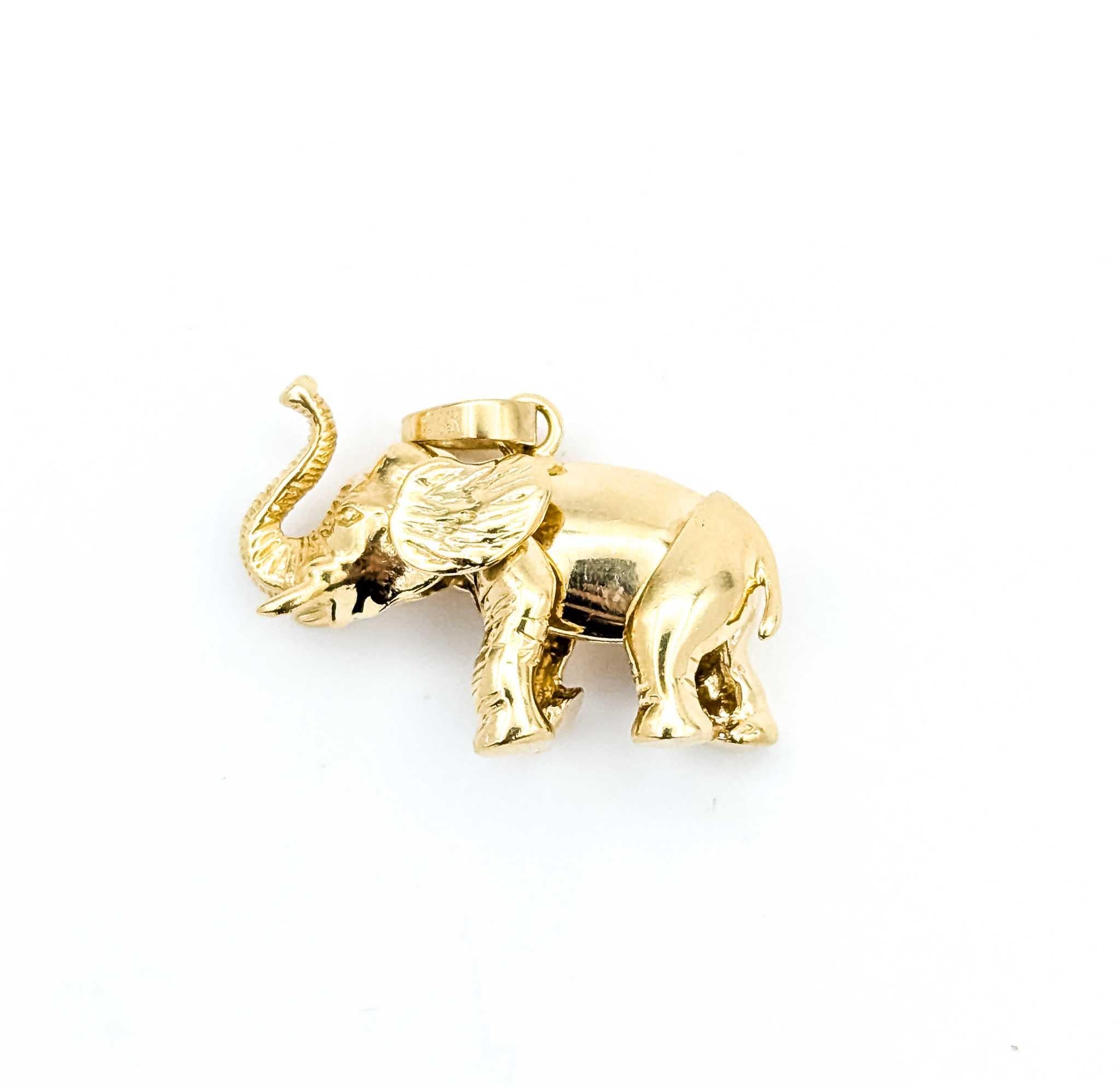 Pendentif éléphant articulé en or jaune 14k Excellent état - En vente à Bloomington, MN