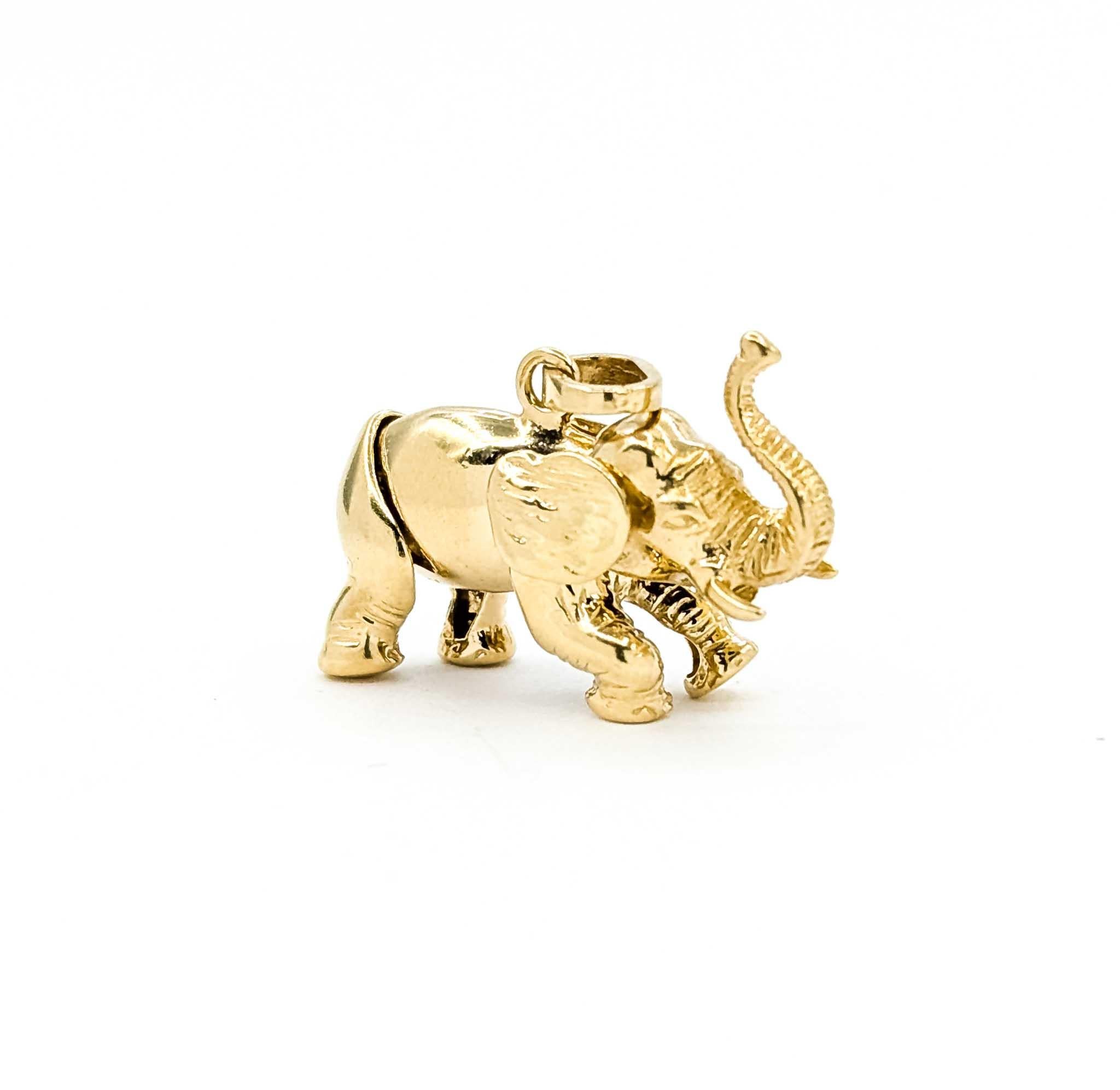 Pendentif éléphant articulé en or jaune 14k en vente 1