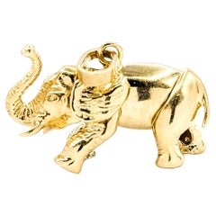 Whimsical Articulated Elephant Pendant in 14k Yellow Gold