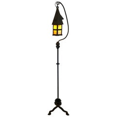 Whimsical Arts & Crafts Mission Style Floor Lamp with Stained Glass
