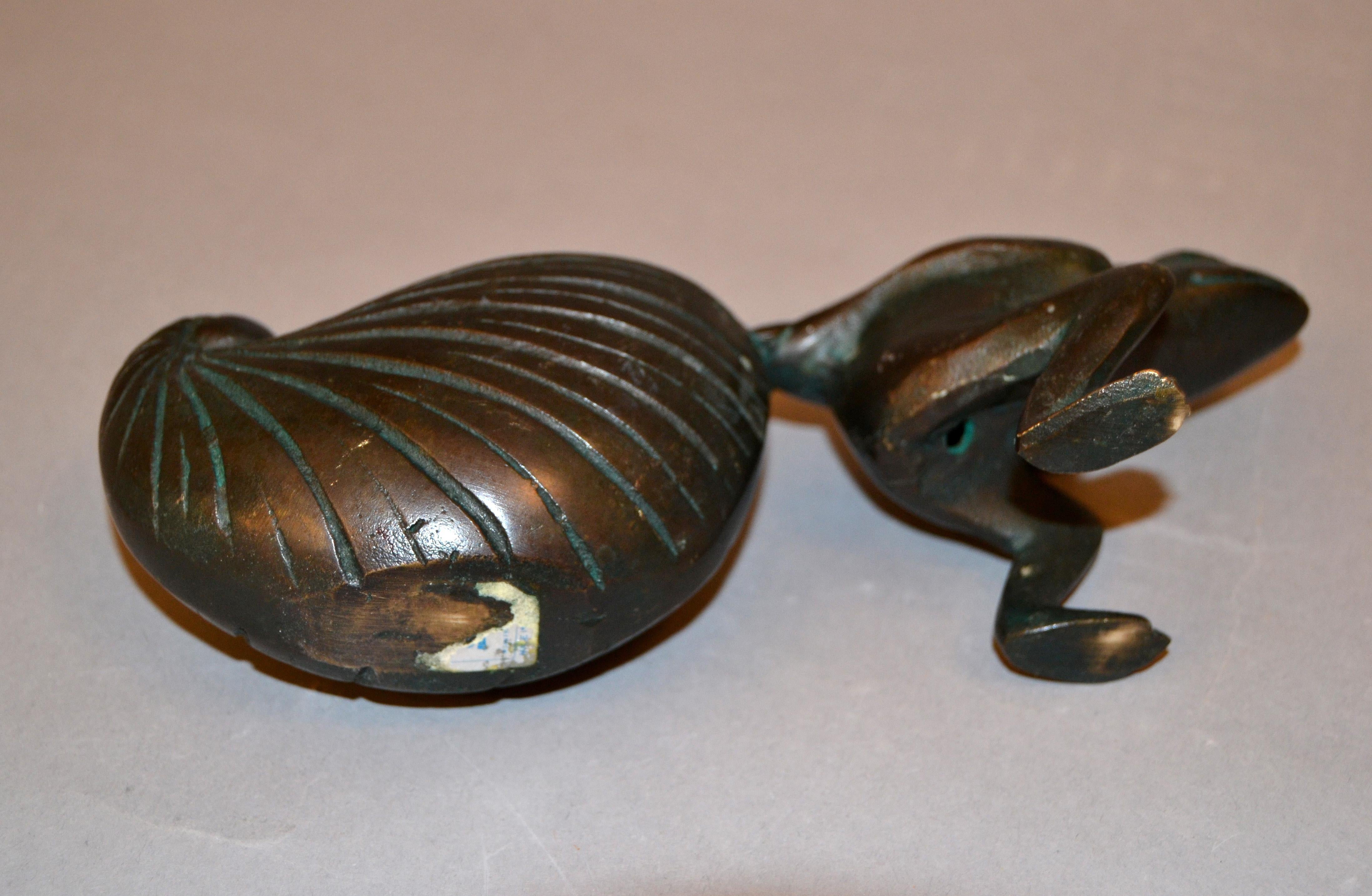 American Whimsical Asian Inspired Bronze Frog Animal Sculpture Bowl Flowerpot Planter