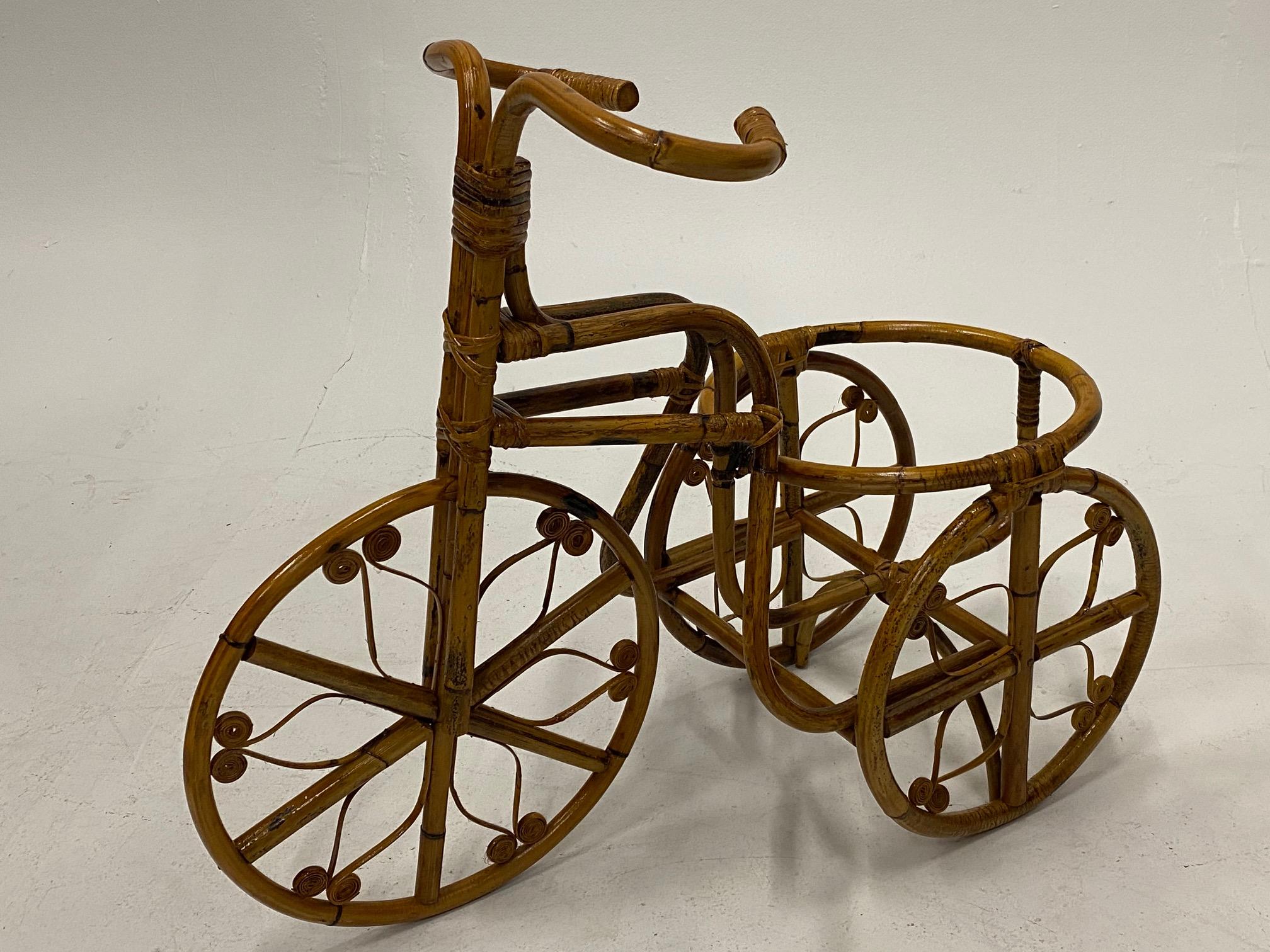 Whimsical Bamboo Flower Holder in the Shape of a Tricycle For Sale at  1stDibs
