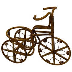 Whimsical Bamboo Flower Holder in the Shape of a Tricycle