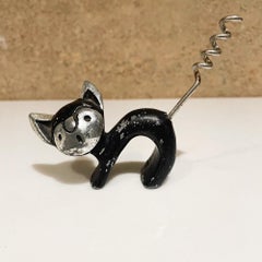 Whimsical Black Cat Wine Bottle Opener Walter Bosse for Hertha Baller 1950s
