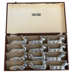 Set of Six Brass Fox Knife Rests For Sale at 1stDibs