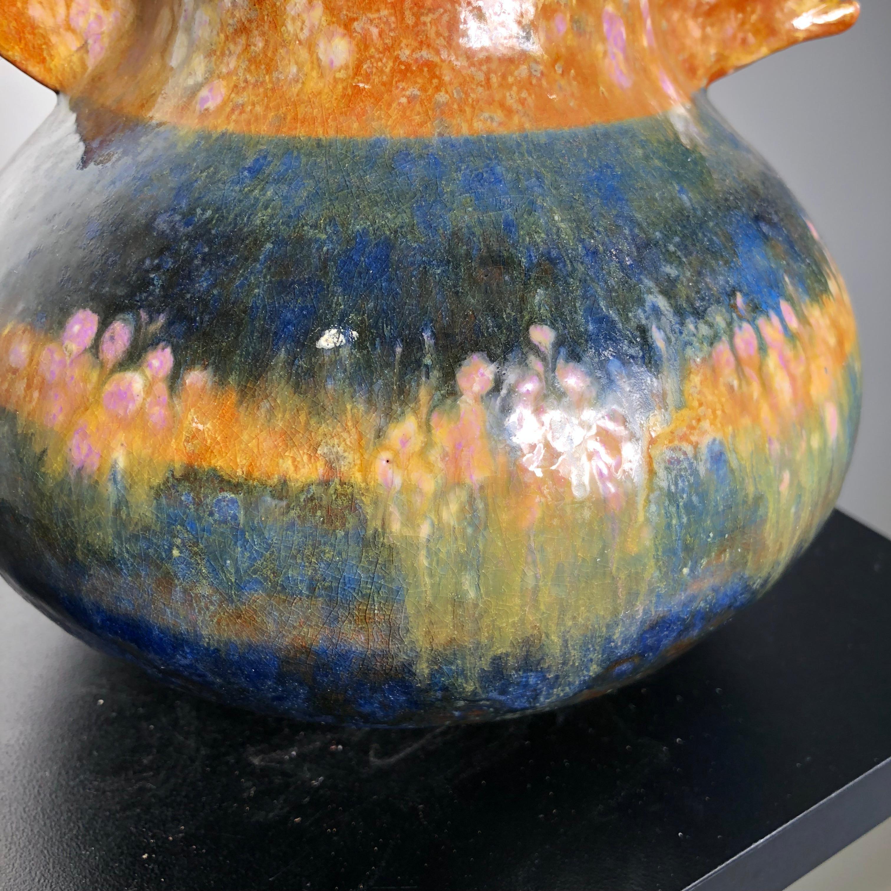 Glazed Whimsical Boy and Girl Two Faced Sculpture Masterpiece Artisan Eva Fritz-Lindner