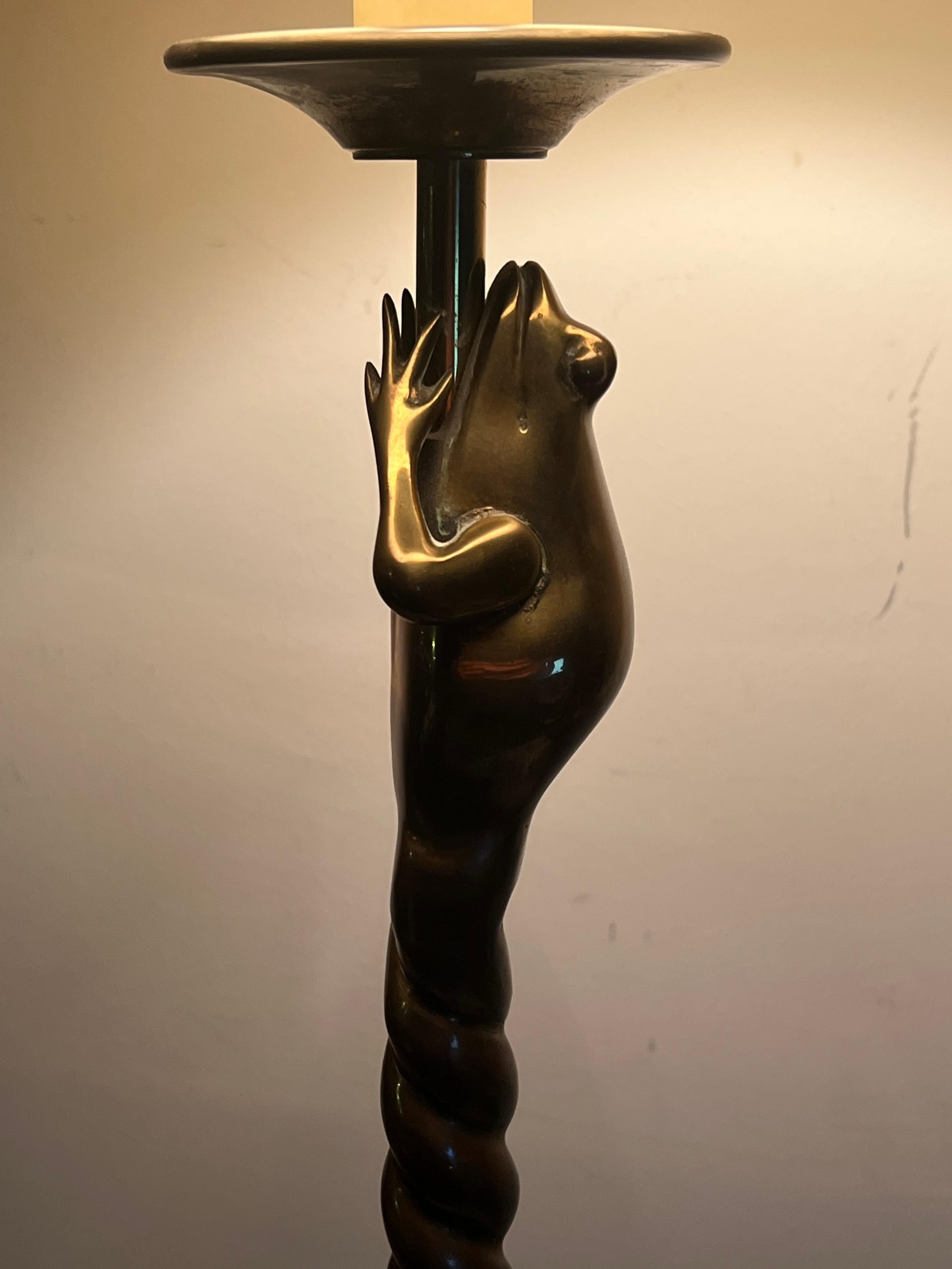 Whimsical Brass Frog Floor Lamp by Chapman 1979 For Sale 6