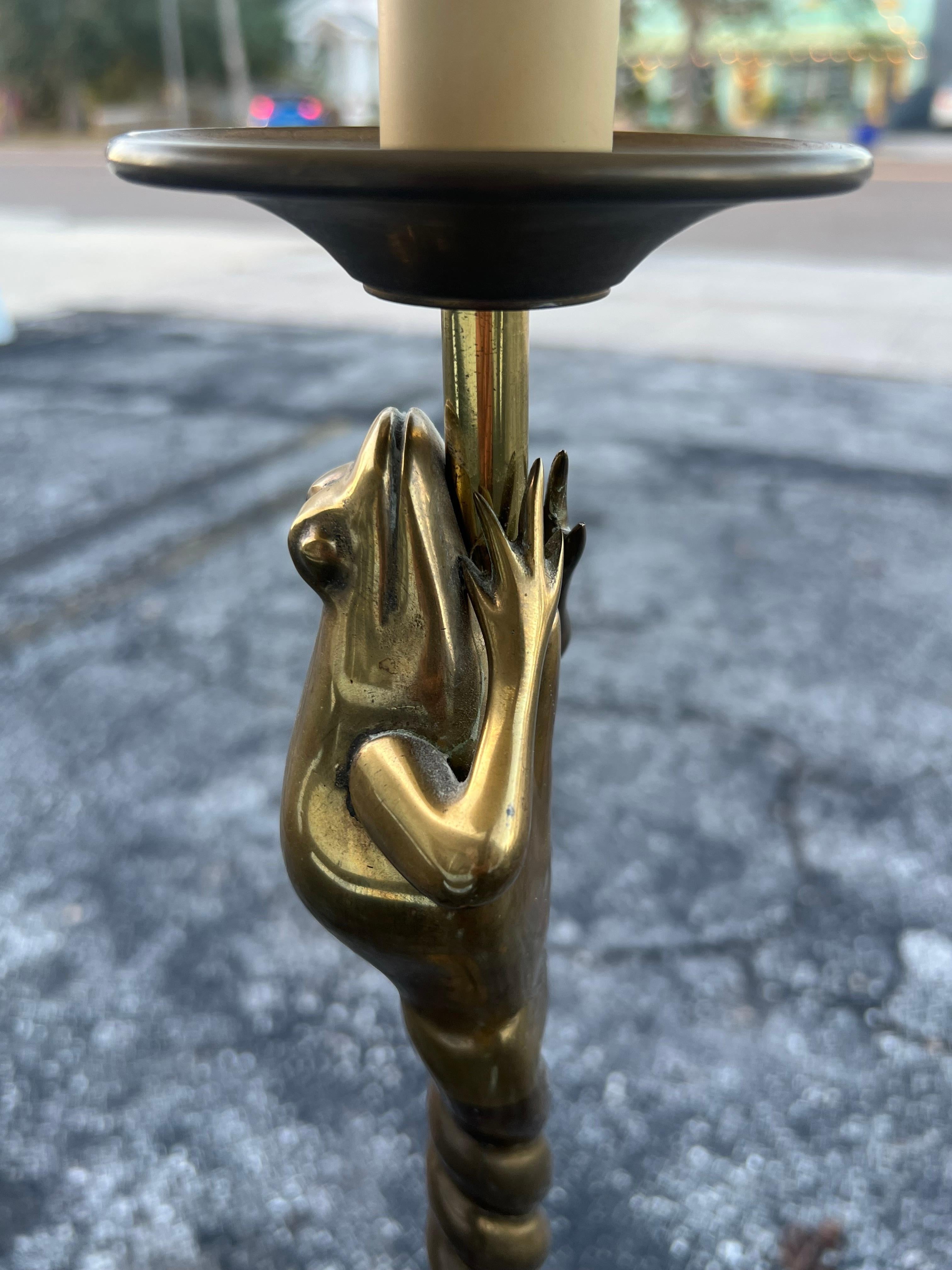Modern Whimsical Brass Frog Floor Lamp by Chapman 1979 For Sale