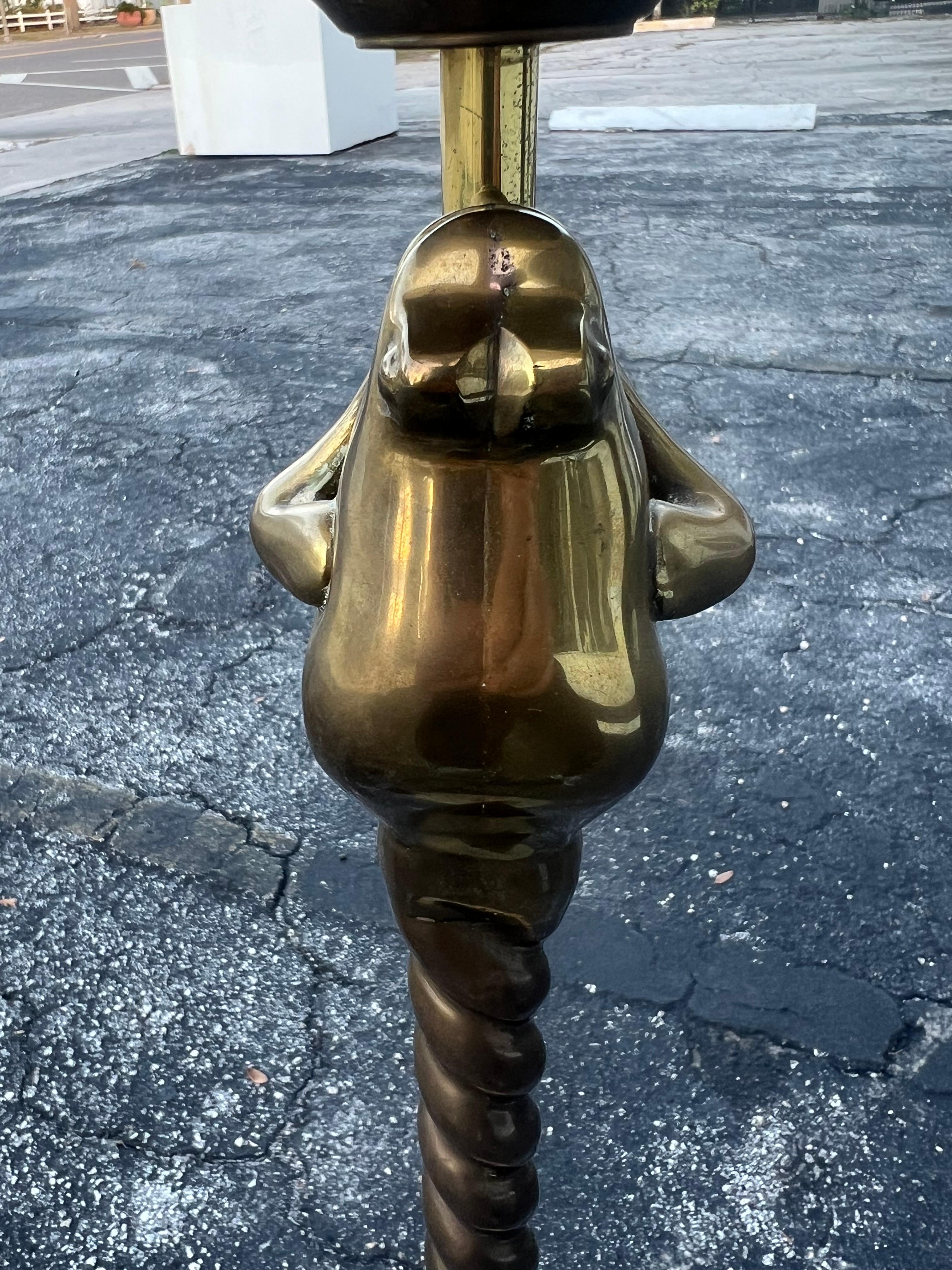 American Whimsical Brass Frog Floor Lamp by Chapman 1979 For Sale