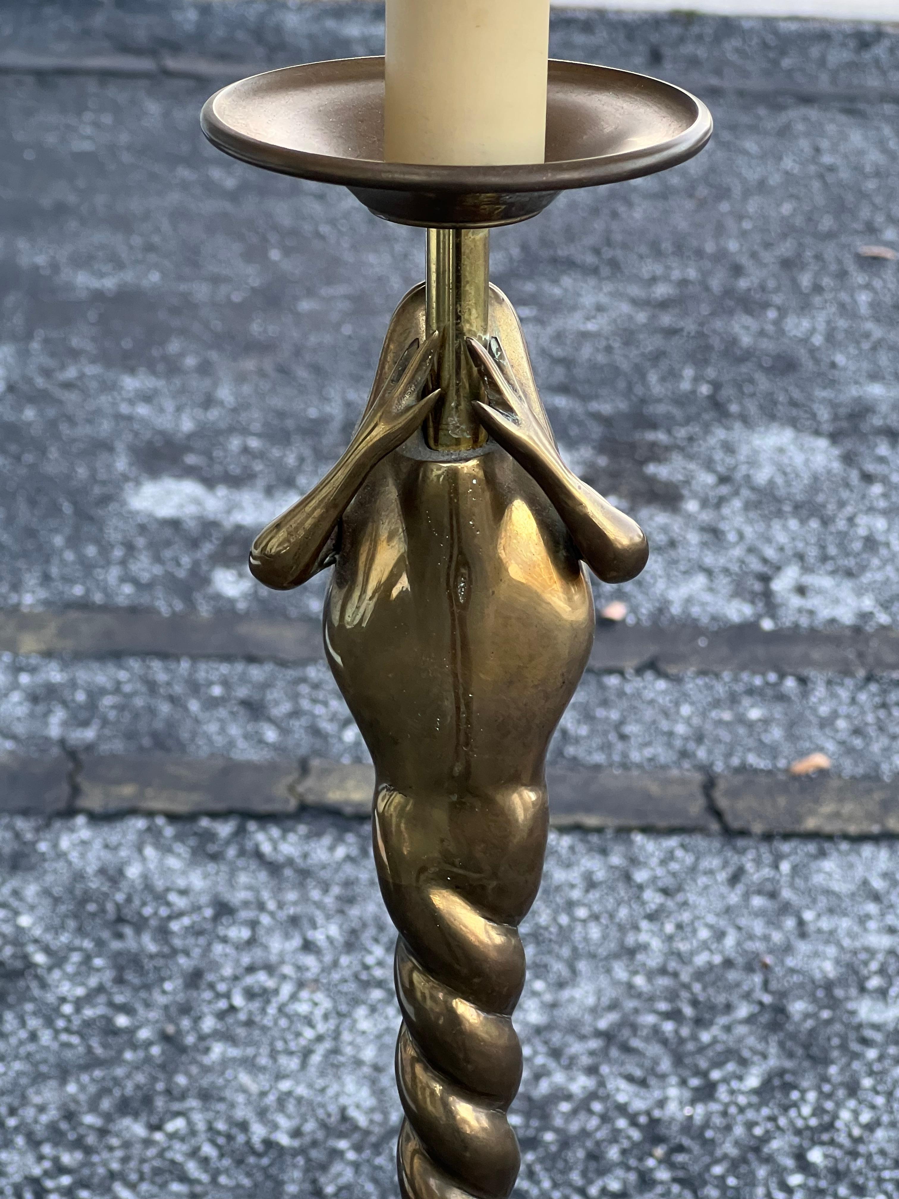 Late 20th Century Whimsical Brass Frog Floor Lamp by Chapman 1979 For Sale