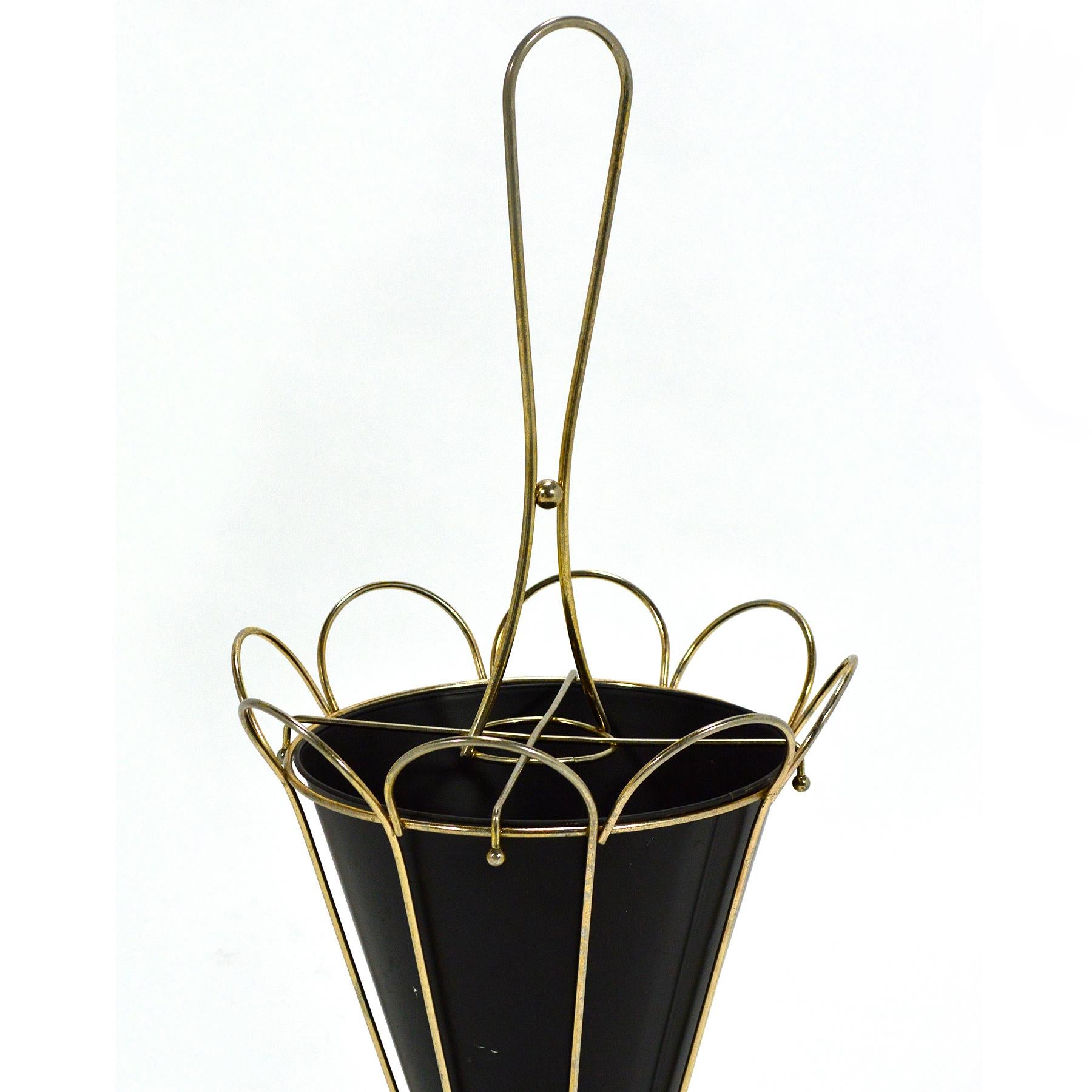 Mid-Century Modern Whimsical Brass Umbrella Stand For Sale
