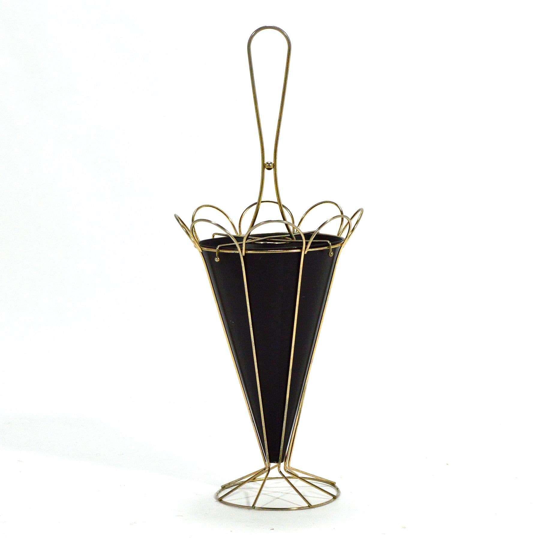 American Whimsical Brass Umbrella Stand For Sale